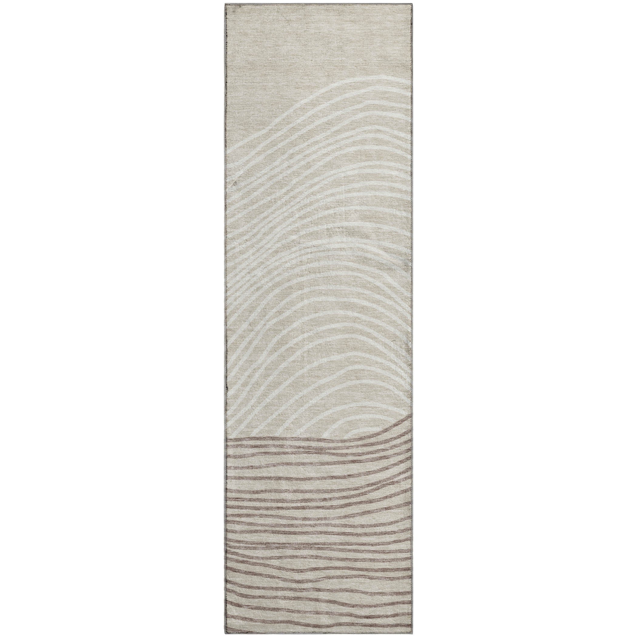 Bern Machine Washable Transitional Beige Brown Rug 2'3" x 7'6" #shape_Runner