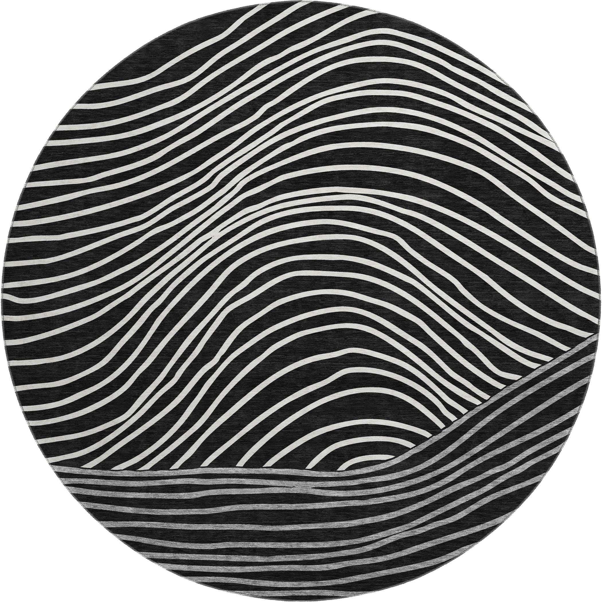 Bern Machine Washable Transitional Black Rug 8' x 8' #shape_Round