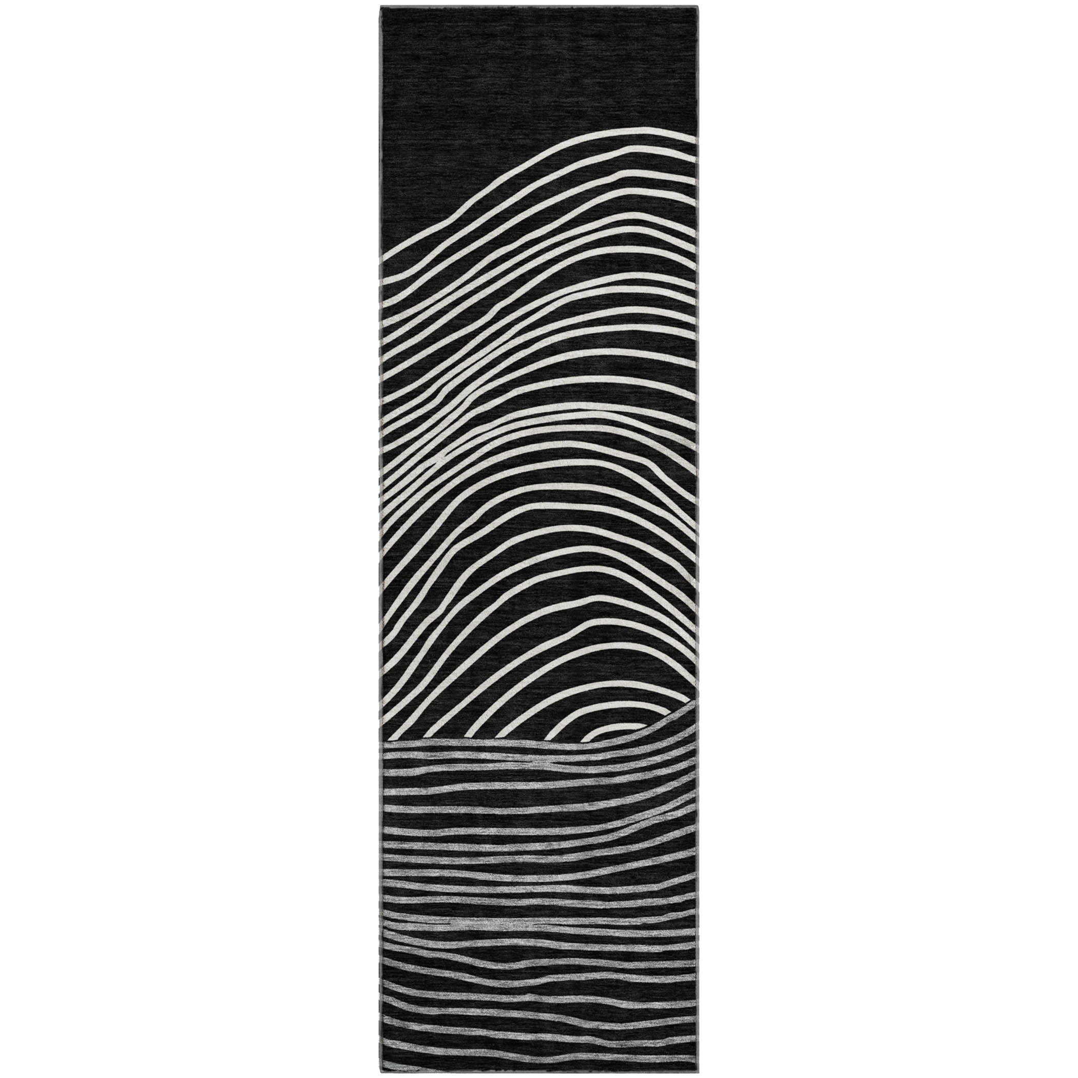 Bern Machine Washable Transitional Black Rug 2'3" x 7'6" #shape_Runner
