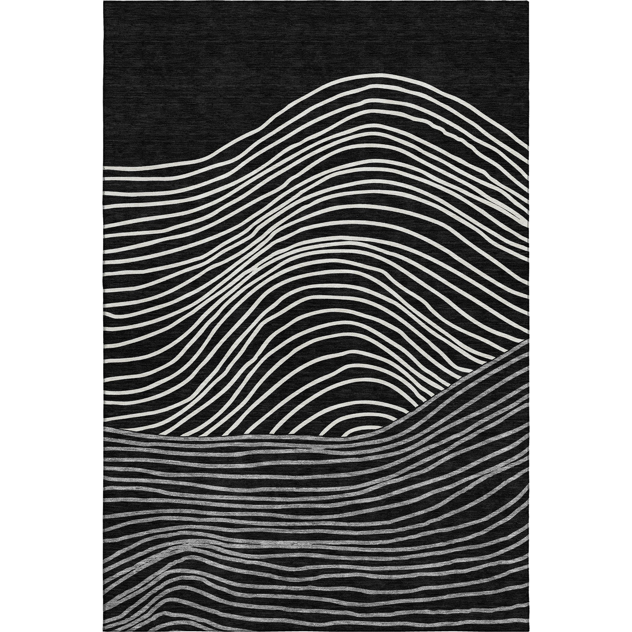 Bern Machine Washable Transitional Black Rug 3' x 5' #shape_Rectangle