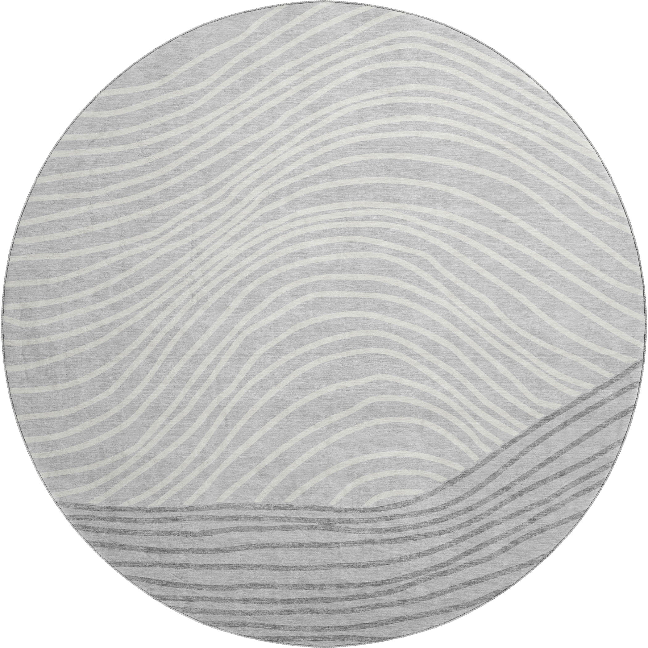 Bern Machine Washable Transitional Gray Rug 8' x 8' #shape_Round