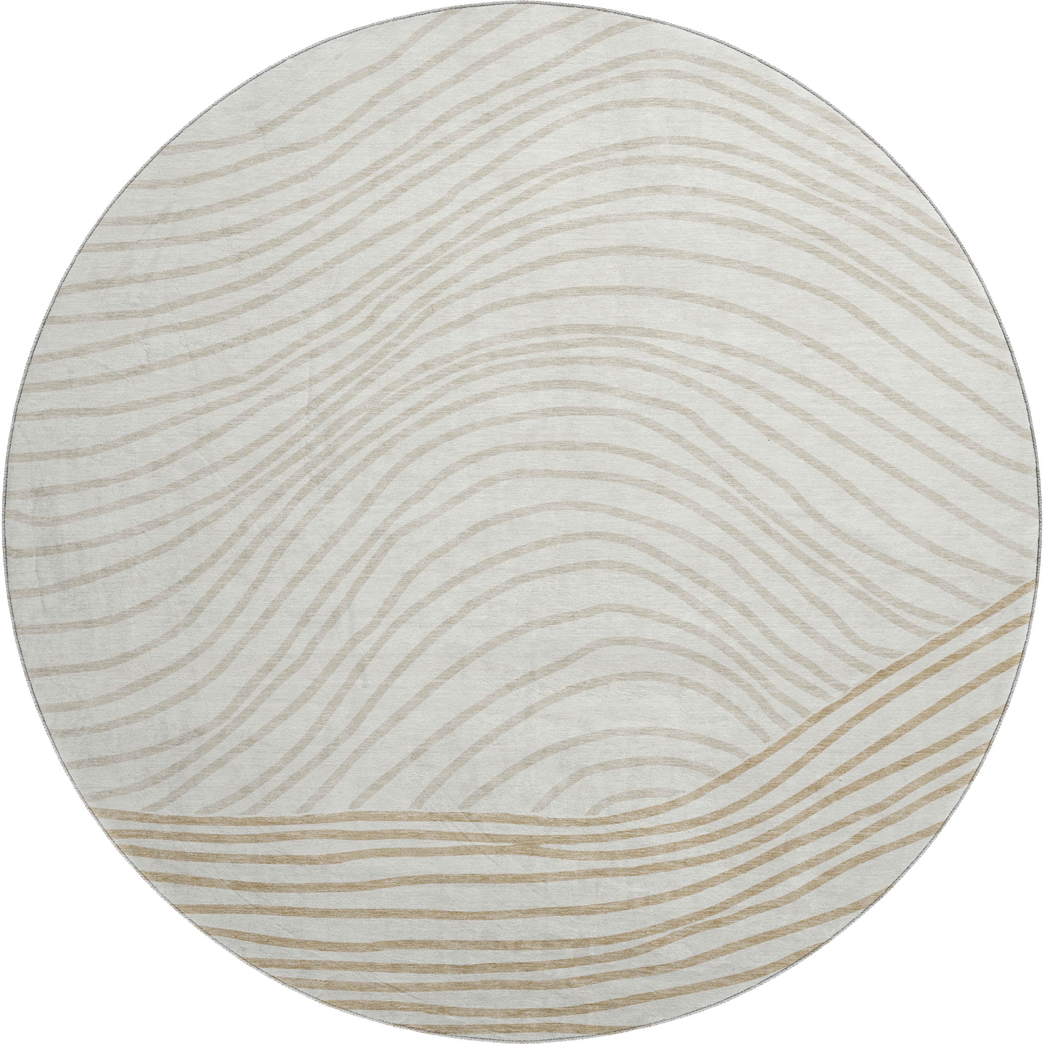 Bern Machine Washable Transitional Ivory Rug 8' x 8' #shape_Round
