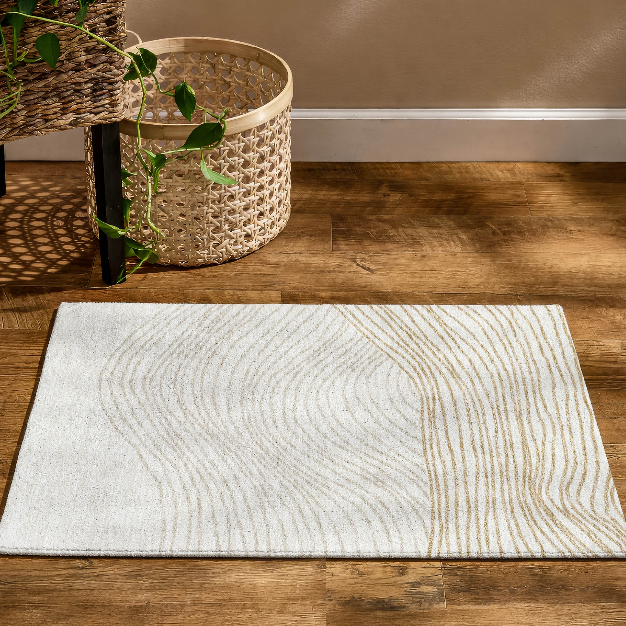 Bern Machine Washable Transitional Ivory Rug 1'8" x 2'6" #shape_Rectangle