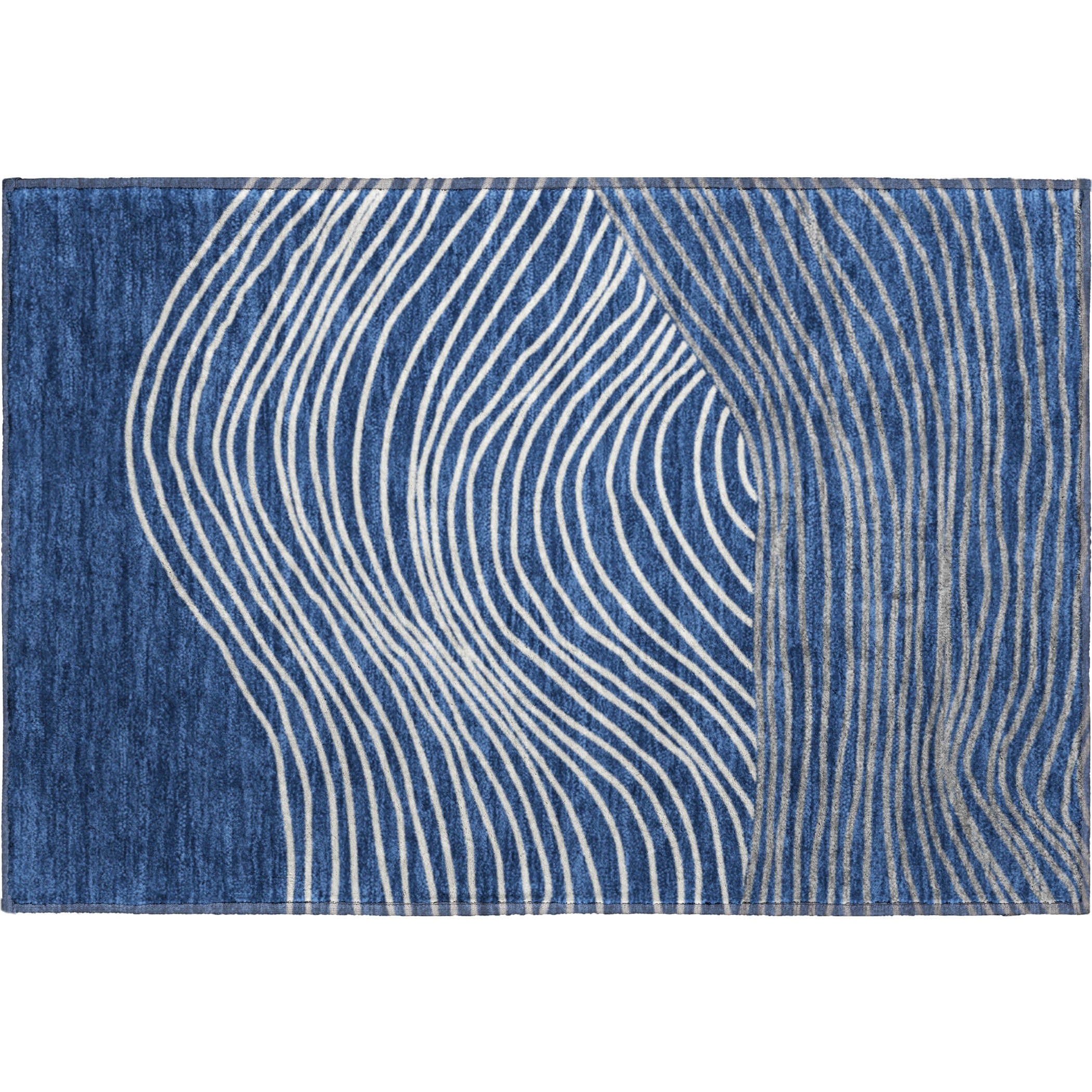 Bern Machine Washable Transitional Navy Blue Rug 1'8" x 2'6" #shape_Rectangle