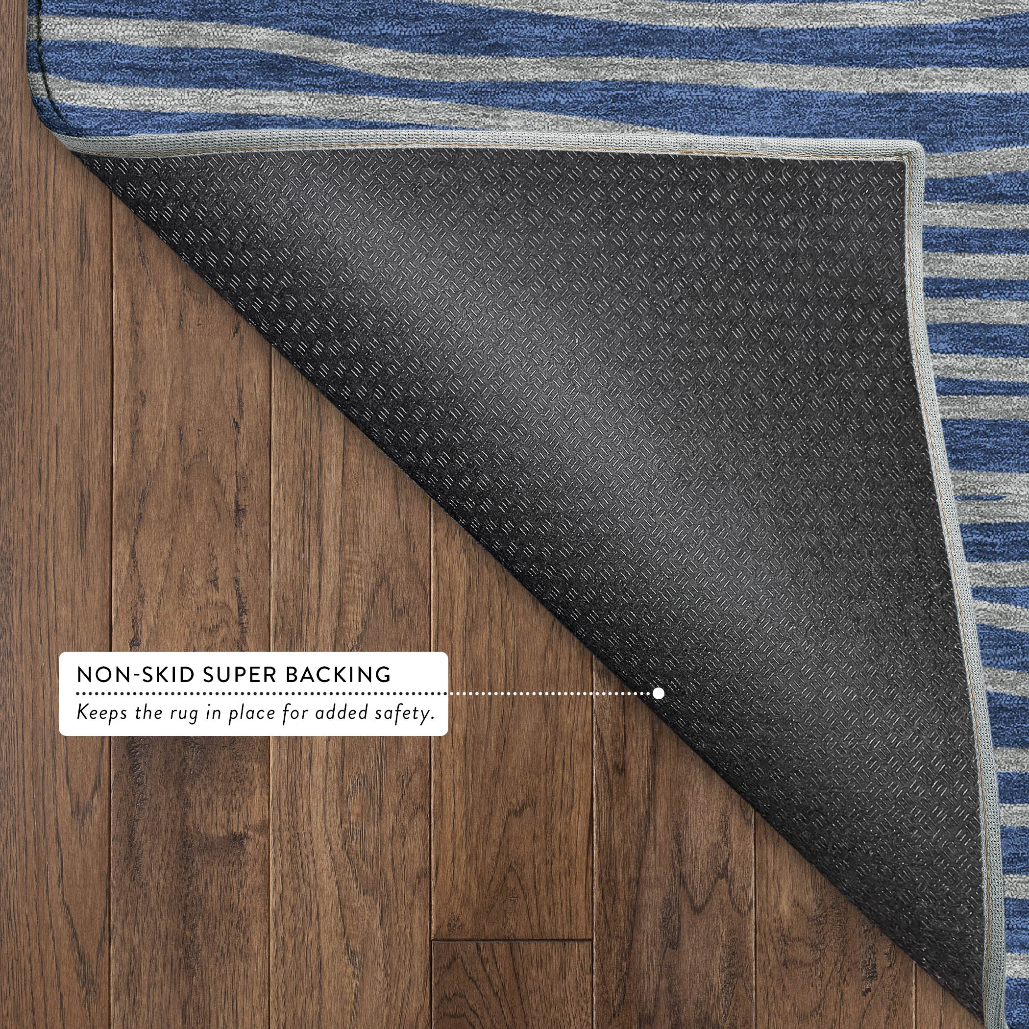 Bern Machine Washable Transitional Navy Blue Rug 1'8" x 2'6" #shape_Rectangle