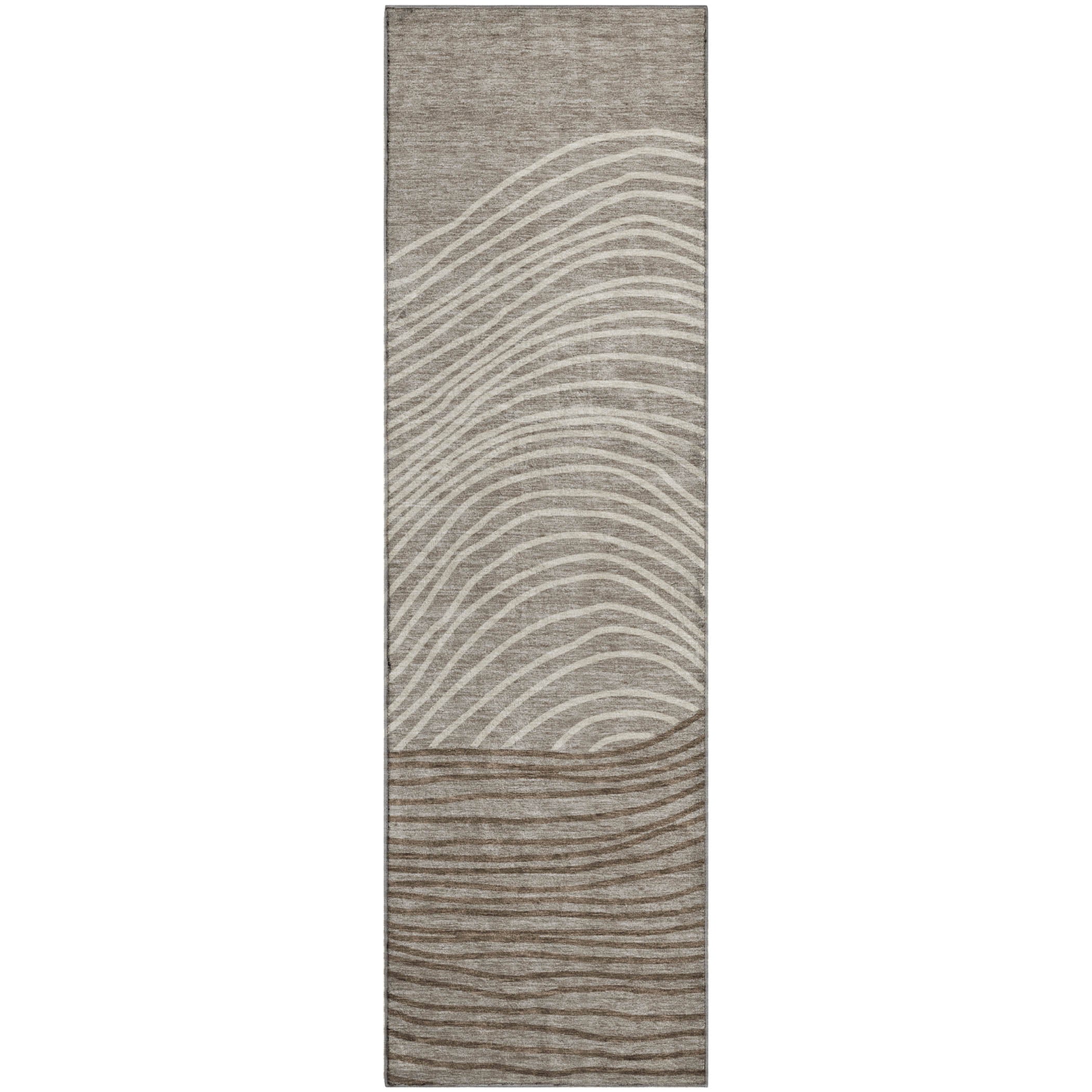 Bern Machine Washable Transitional Taupe Brown Rug 2'3" x 7'6" #shape_Runner