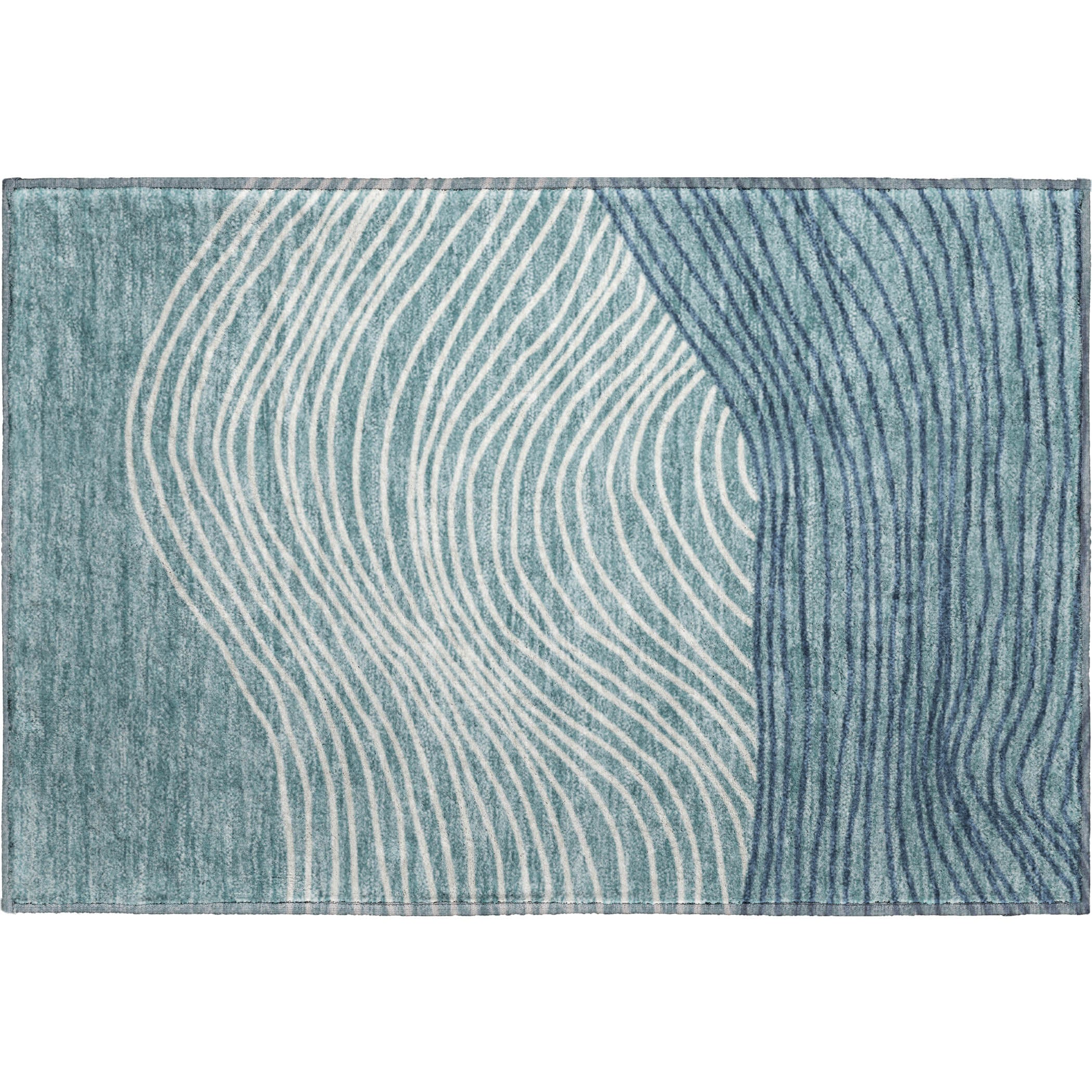 Bern Machine Washable Transitional Teal Rug 1'8" x 2'6" #shape_Rectangle