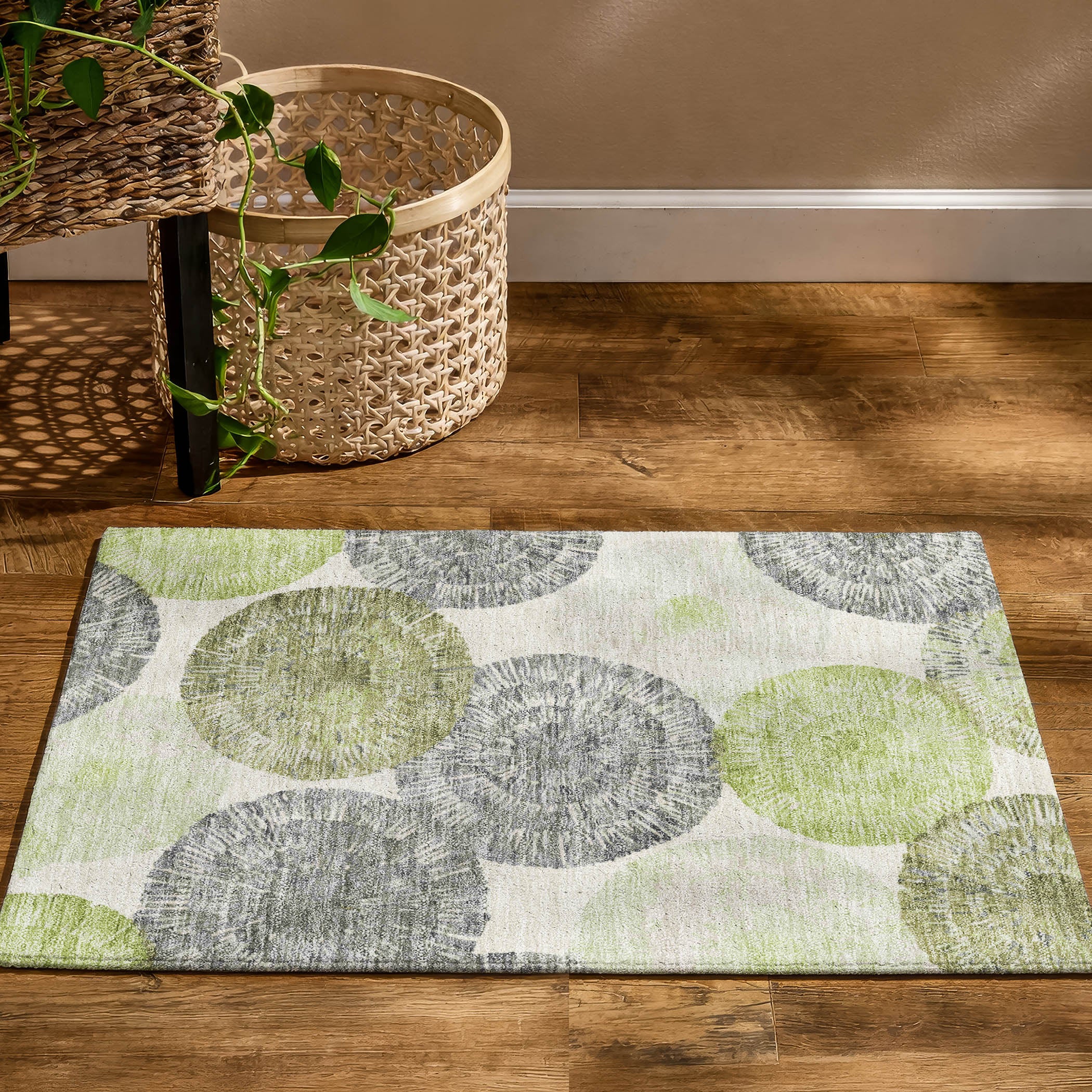 Vienna Machine Washable Transitional Aloe Green Rug 1'8" x 2'6" #shape_Rectangle