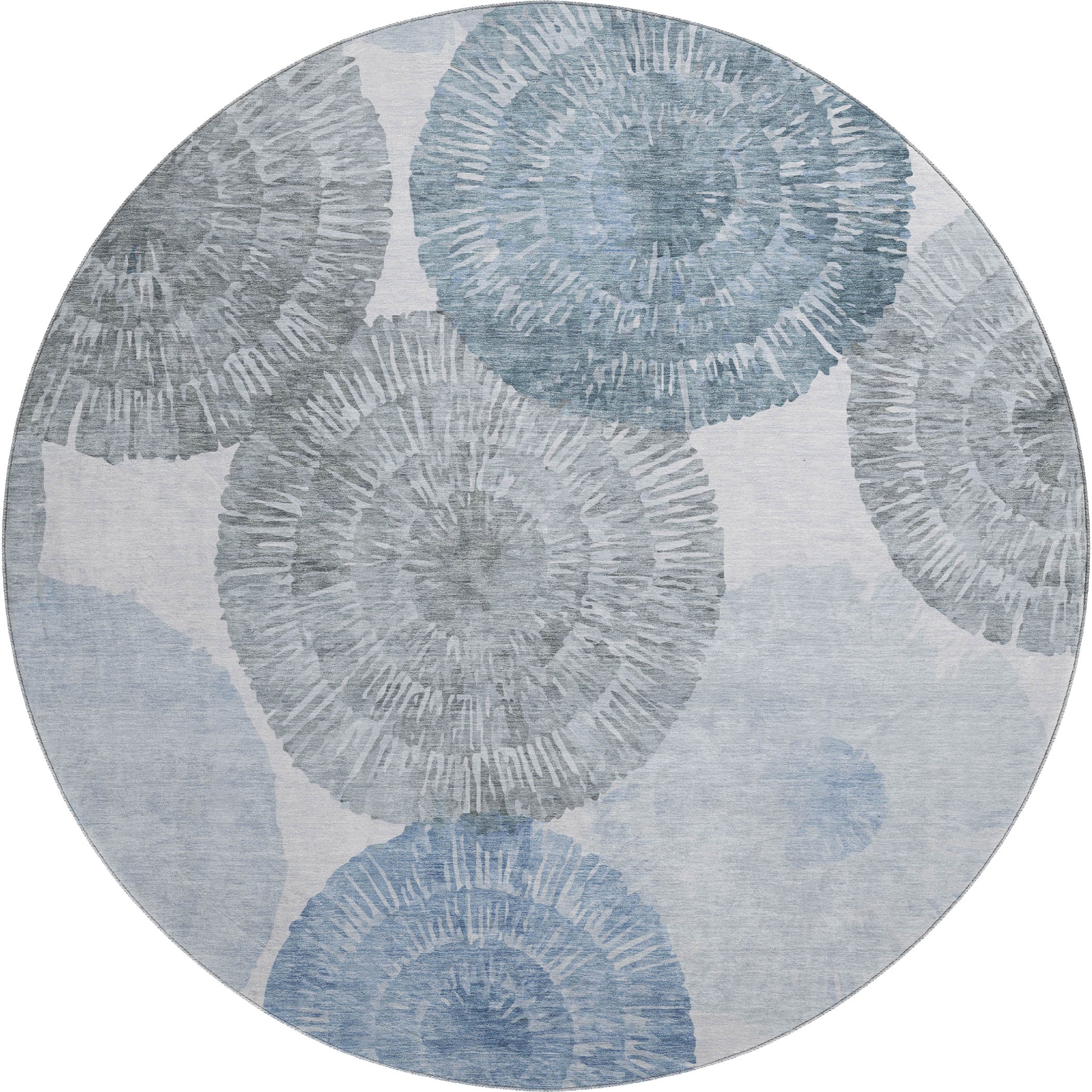 Vienna Machine Washable Transitional Denim Blue Rug 8' x 8' #shape_Round
