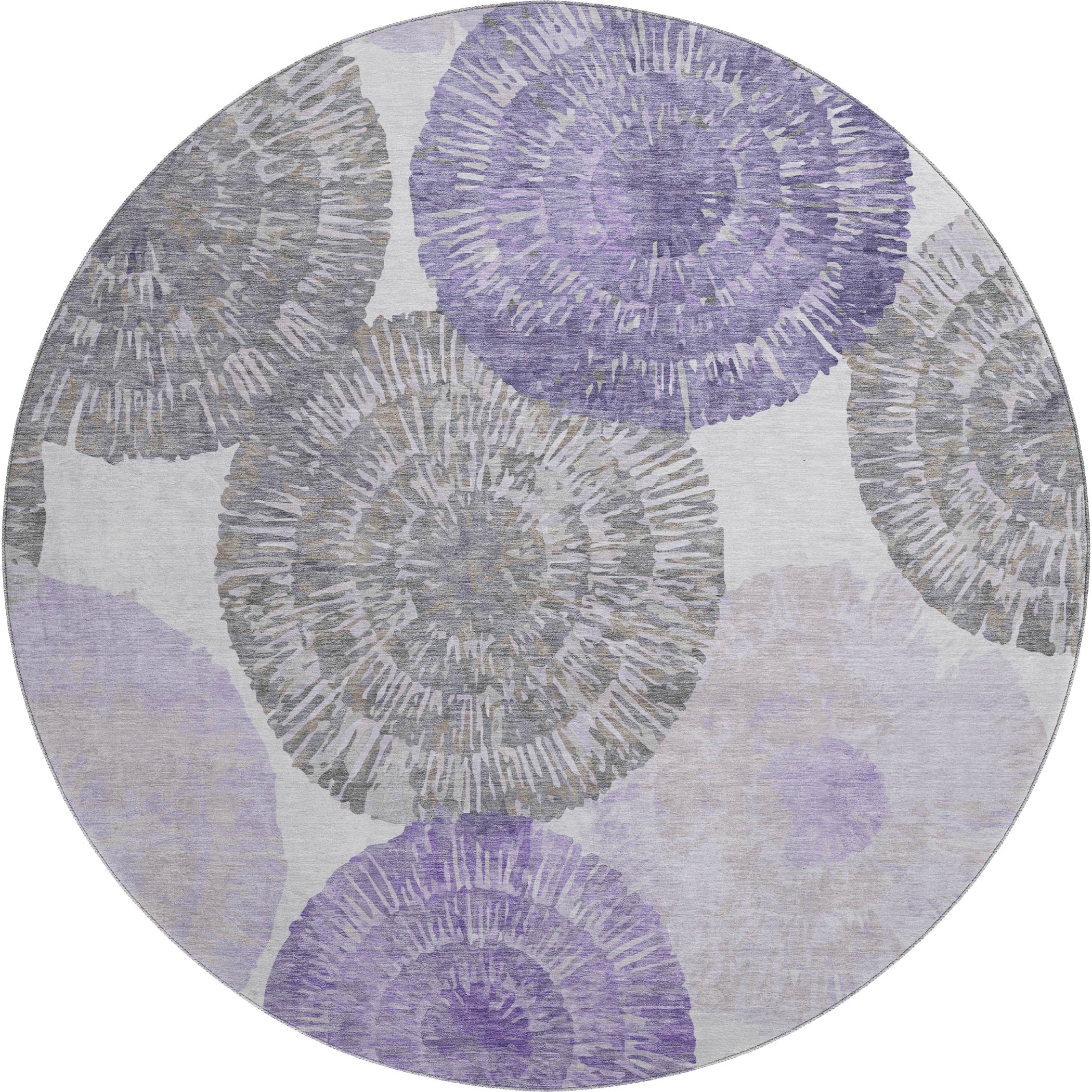 Vienna Machine Washable Transitional Plum Purple Rug 8' x 8' #shape_Round