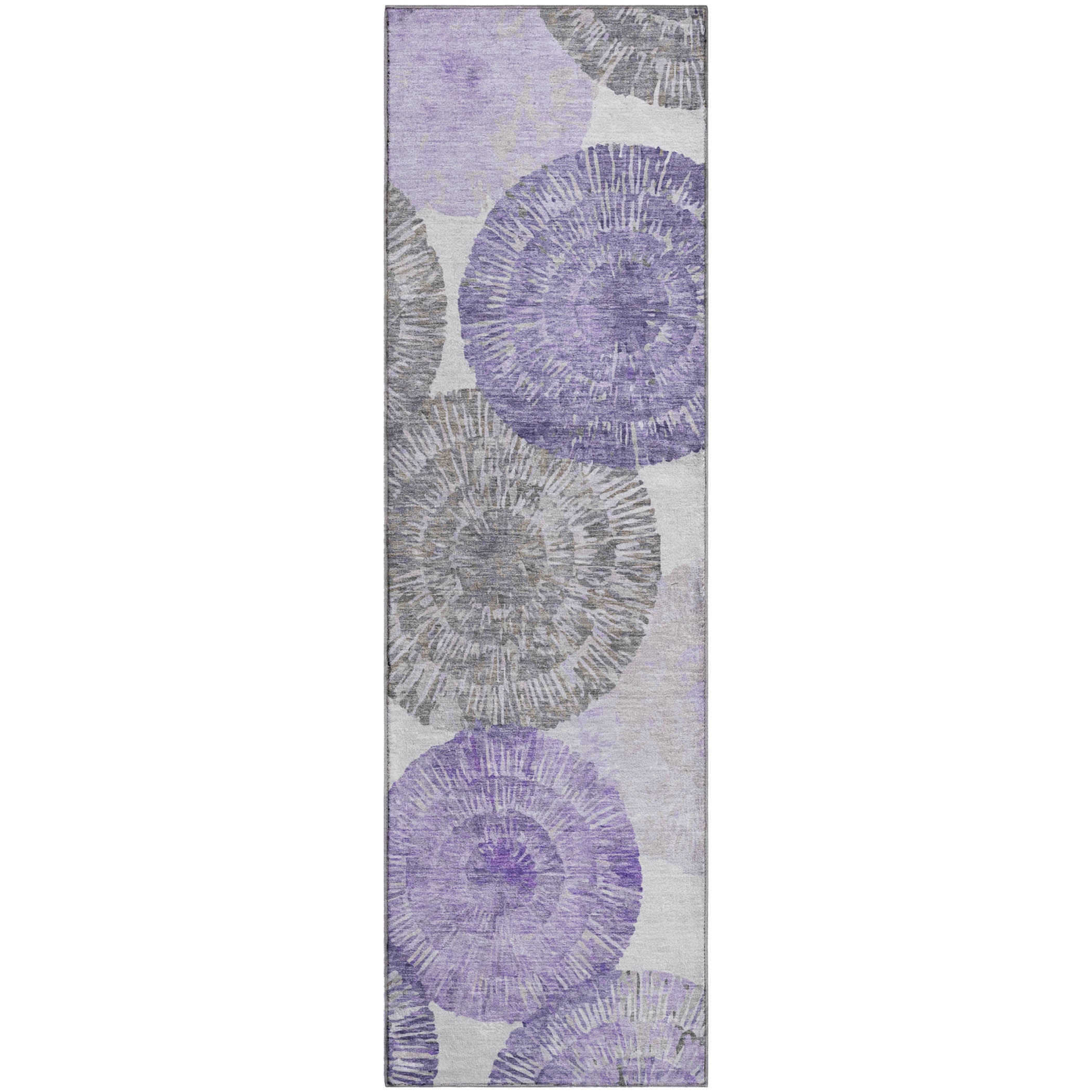 Vienna Machine Washable Transitional Plum Purple Rug 2'3" x 7'6" #shape_Runner