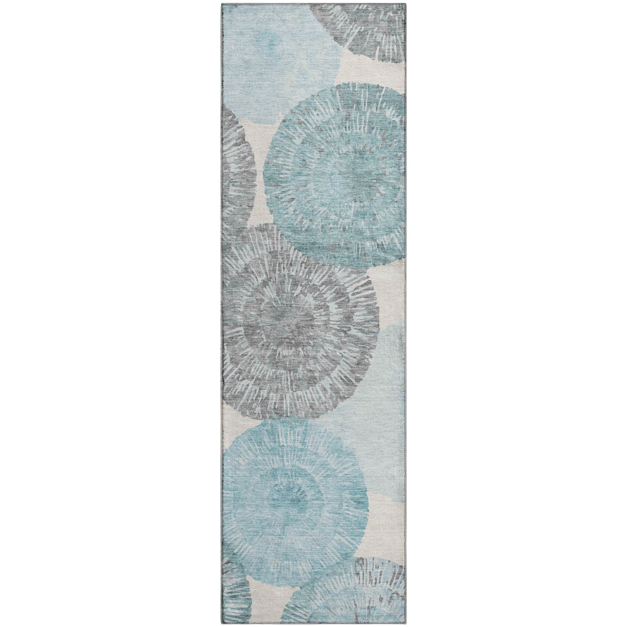 Vienna Machine Washable Transitional Teal Rug 2'3" x 7'6" #shape_Runner