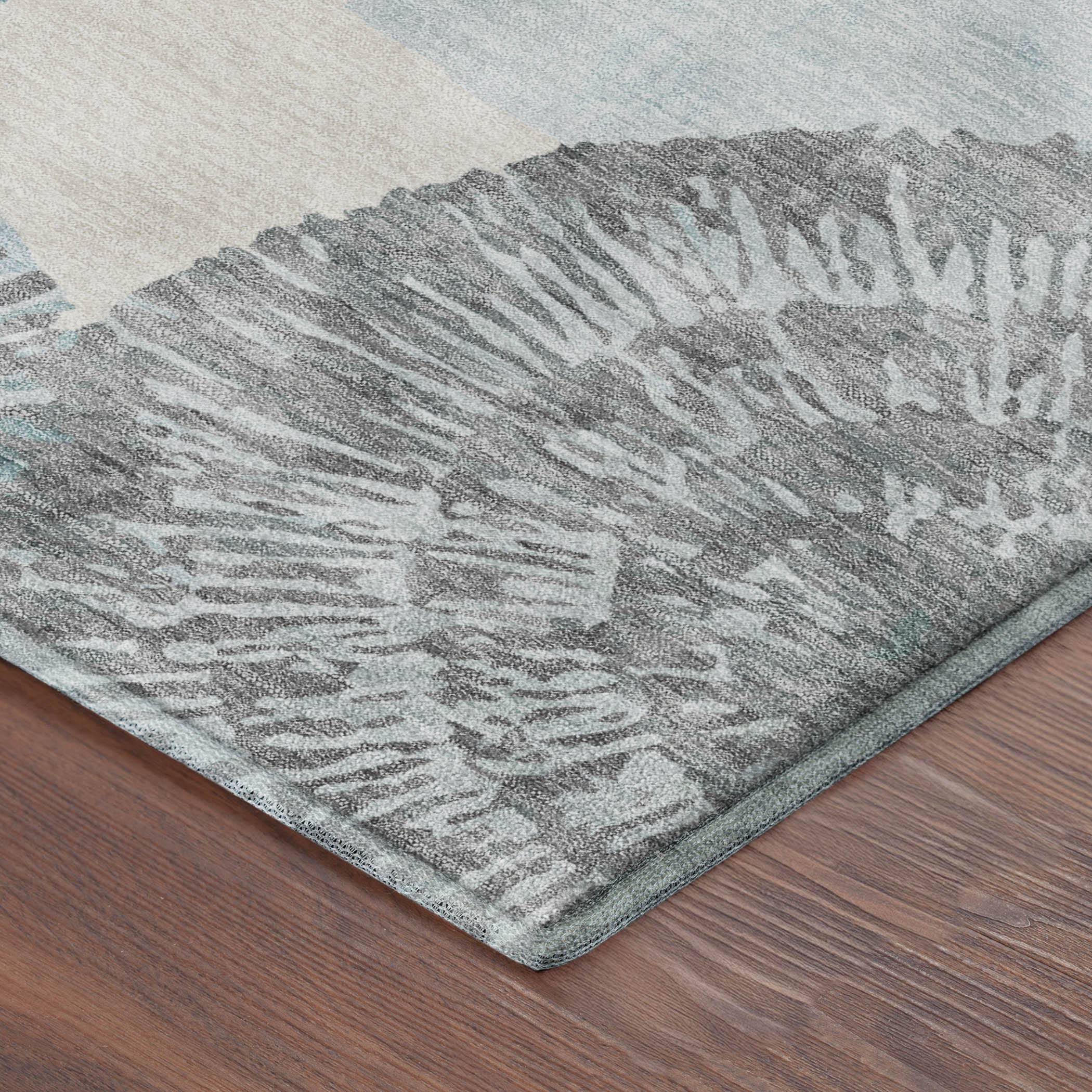 Vienna Machine Washable Transitional Teal Rug 1'8" x 2'6" #shape_Rectangle