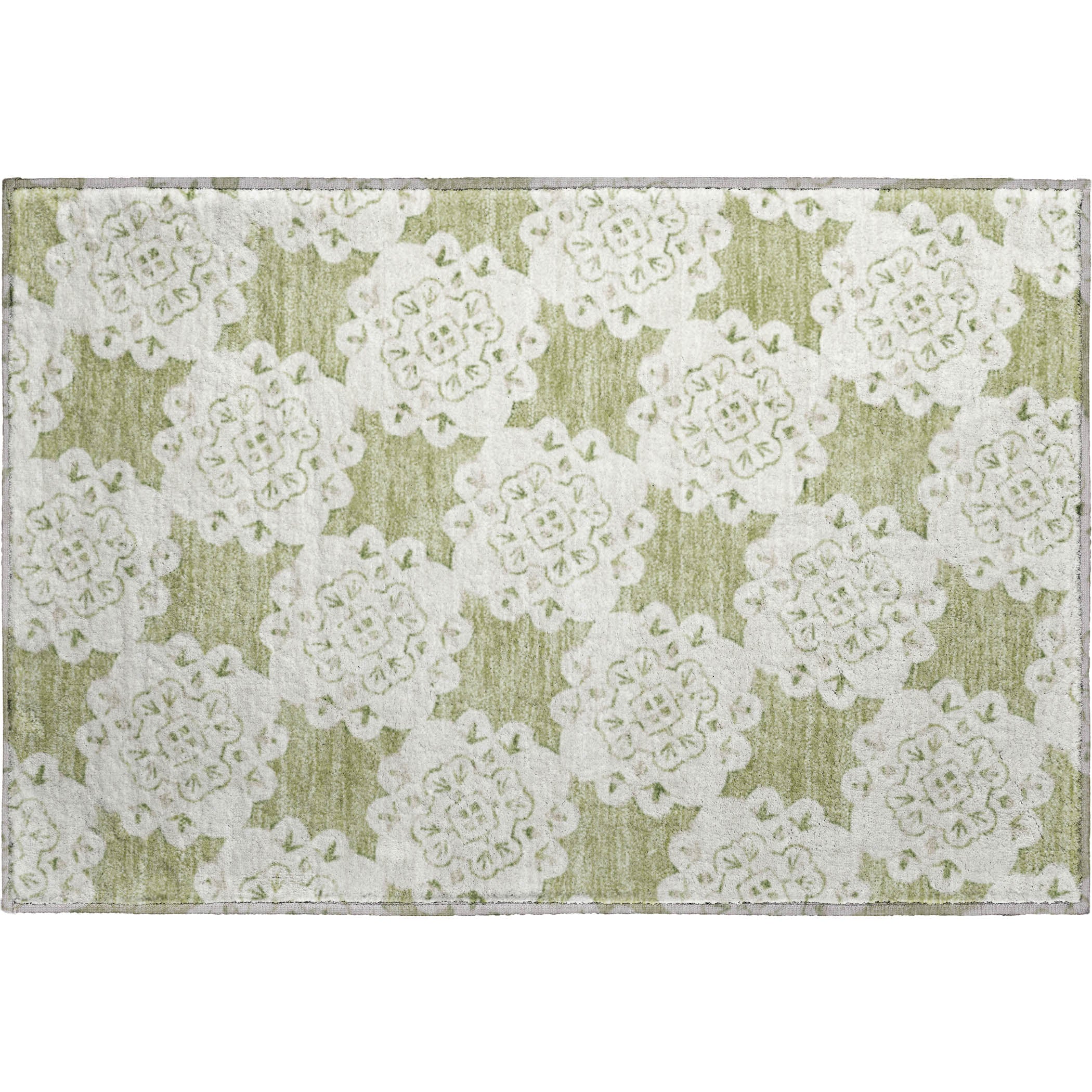 Mostar Machine Washable Transitional Aloe Green Rug 1'8" x 2'6" #shape_Rectangle