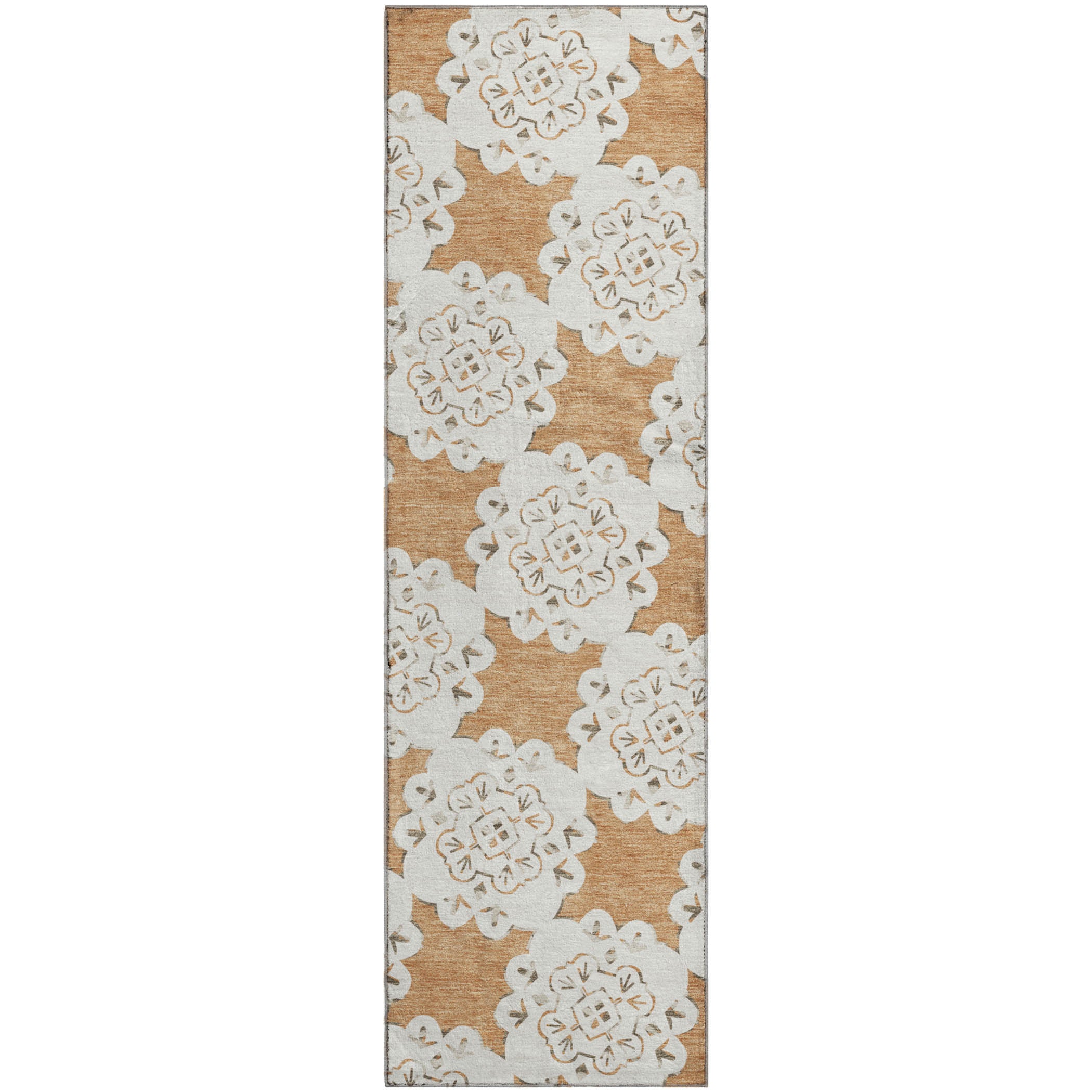 Mostar Machine Washable Transitional Copper Orange Rug 2'3" x 7'6" #shape_Runner