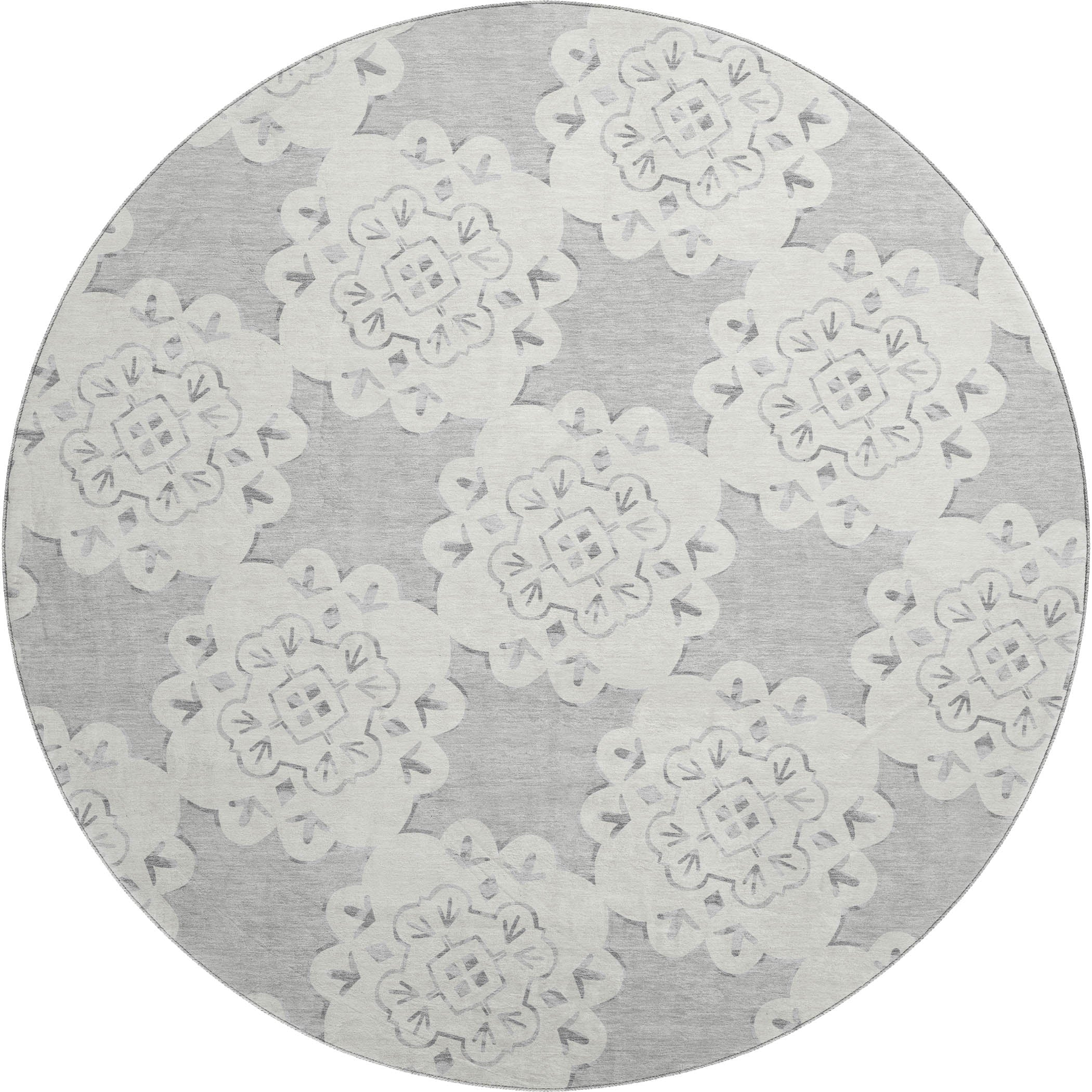 Mostar Machine Washable Transitional Gray Rug 8' x 8' #shape_Round