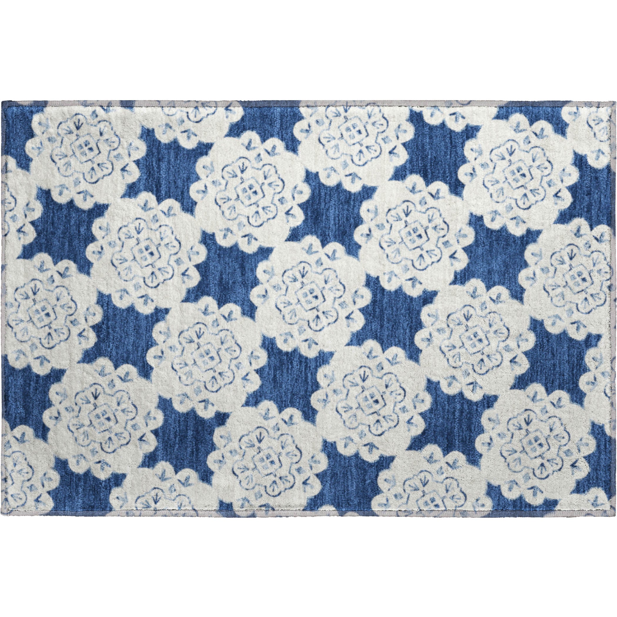 Mostar Machine Washable Transitional Navy Blue Rug 1'8" x 2'6" #shape_Rectangle