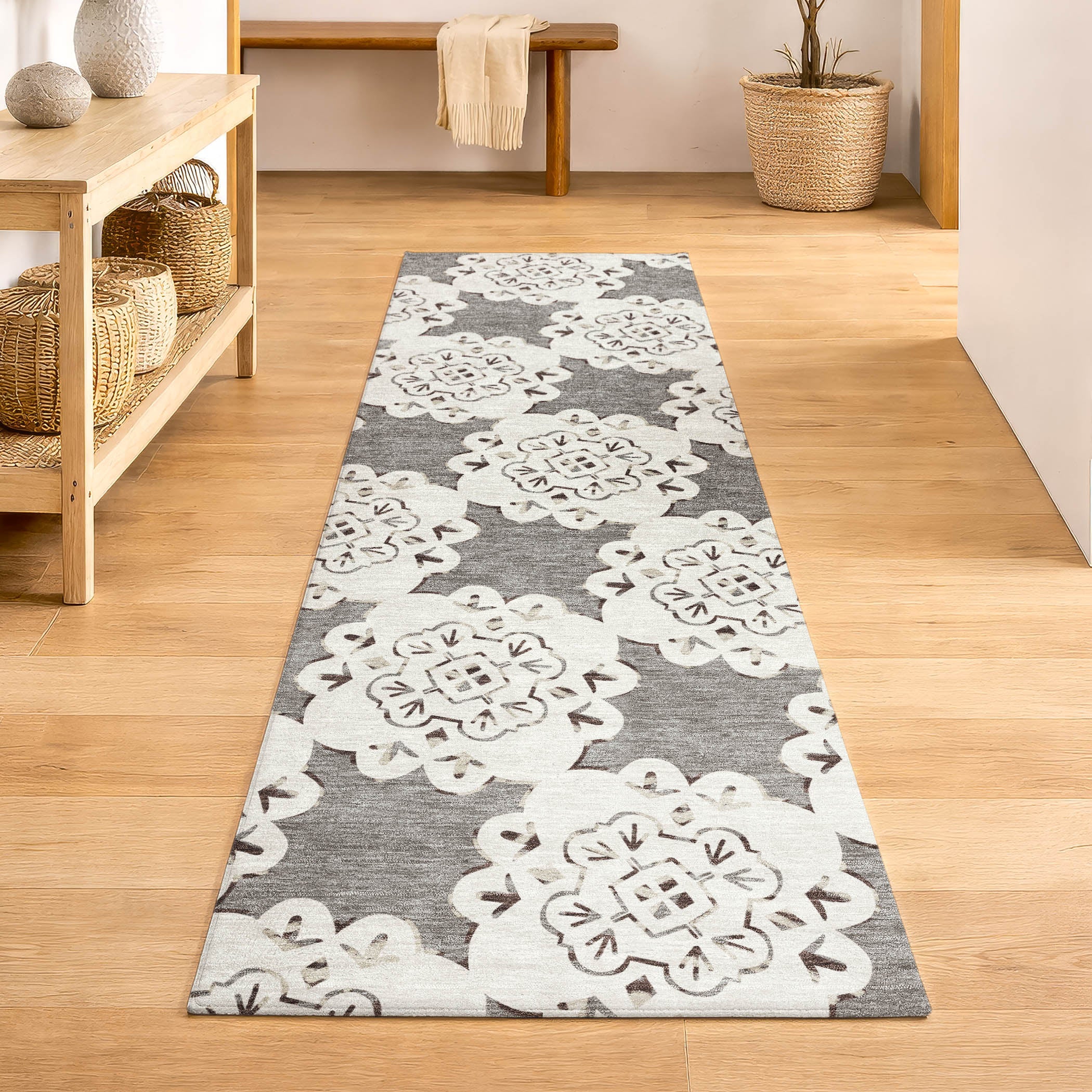 Mostar Machine Washable Transitional Taupe Brown Rug 2'3" x 7'6" #shape_Runner