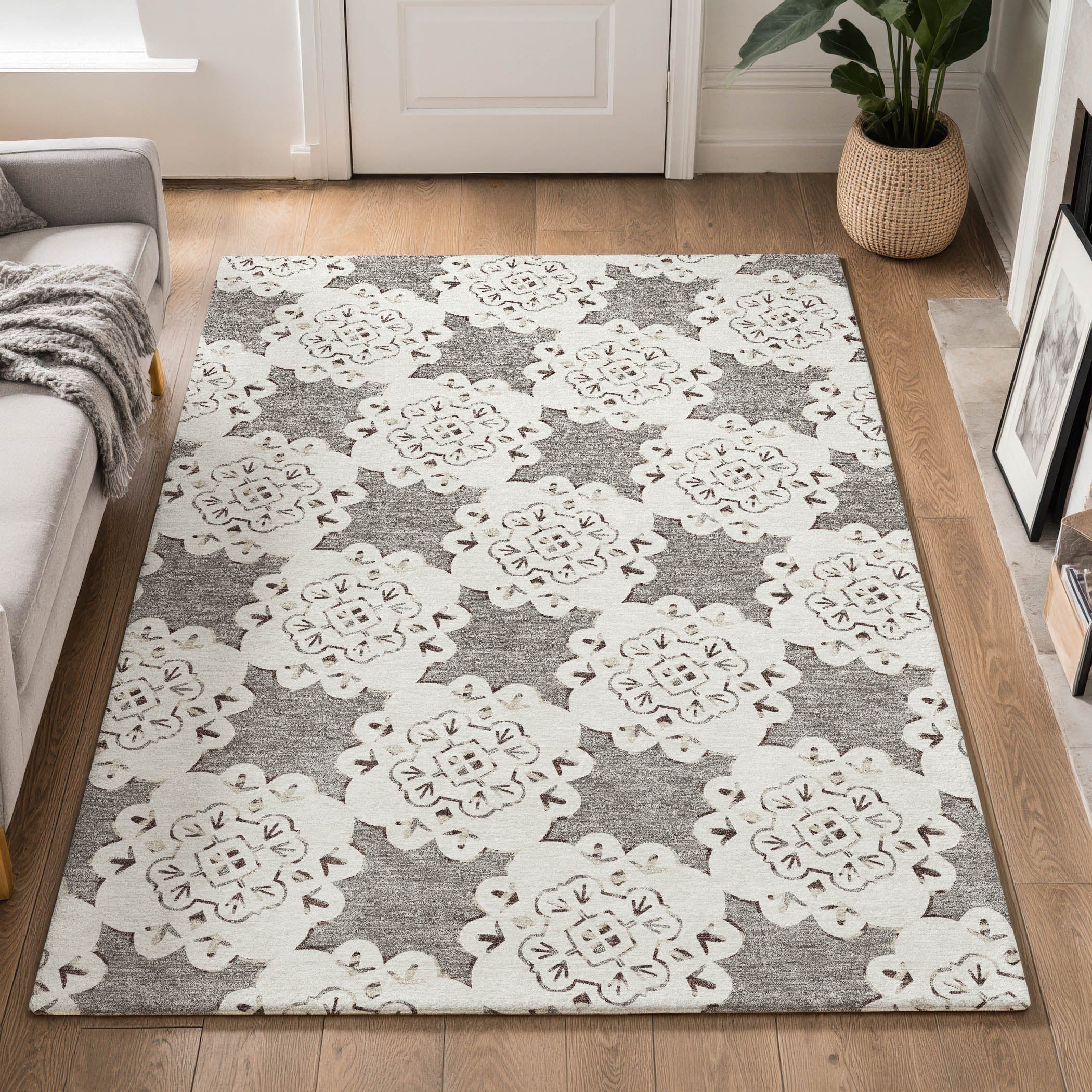 Mostar Machine Washable Transitional Taupe Brown Rug 3' x 5' #shape_Rectangle