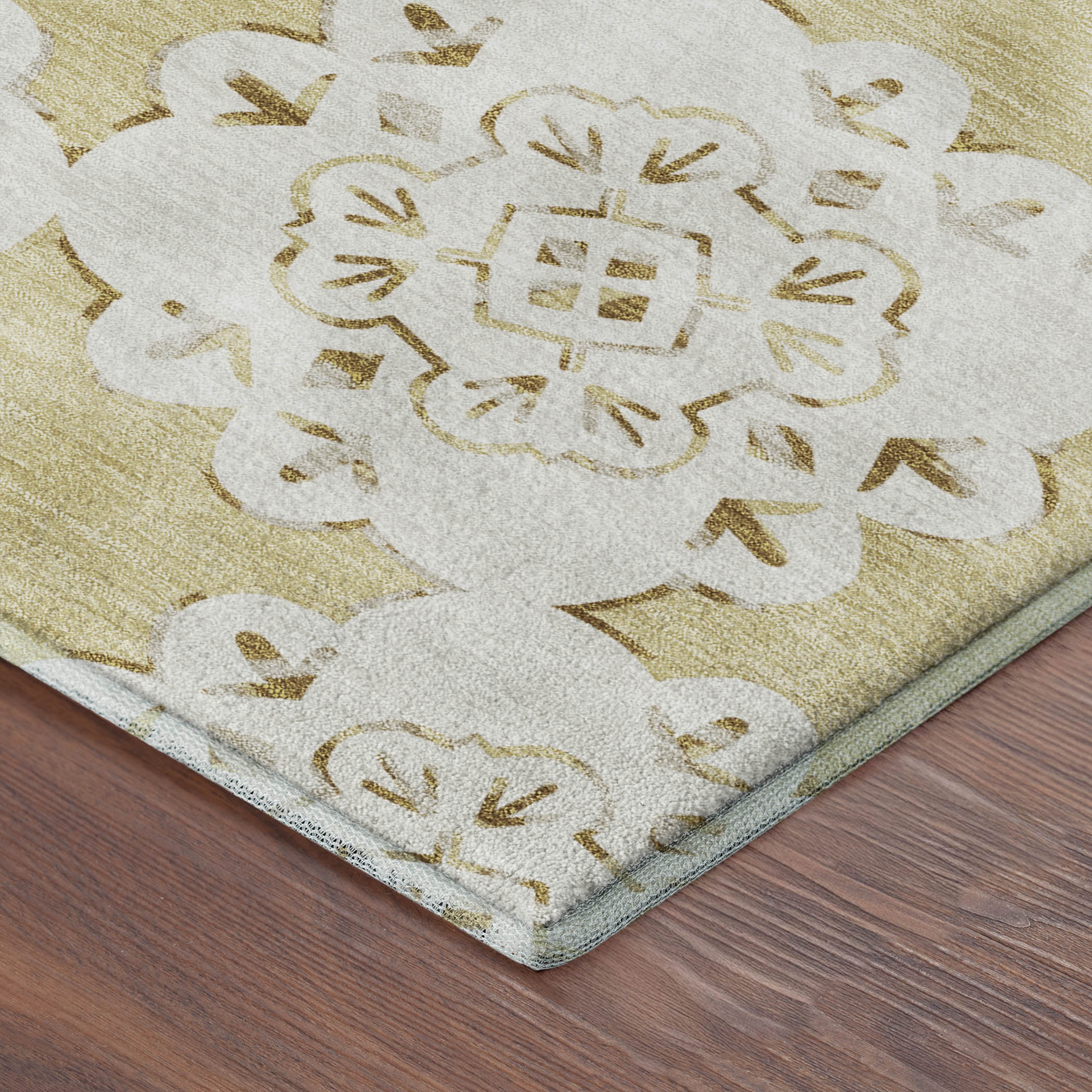 Mostar Machine Washable Transitional Wheat Gold Rug 1'8" x 2'6" #shape_Rectangle