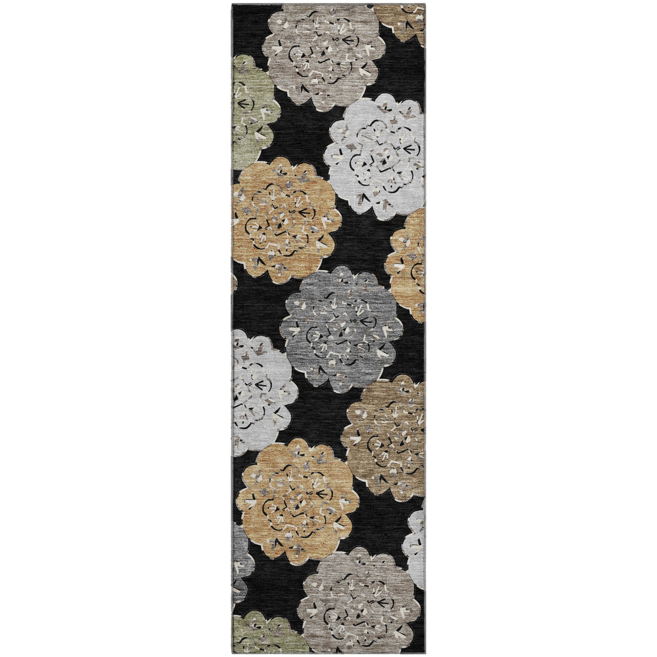 Bern Machine Washable Transitional Black Rug 2'3" x 7'6" #shape_Runner