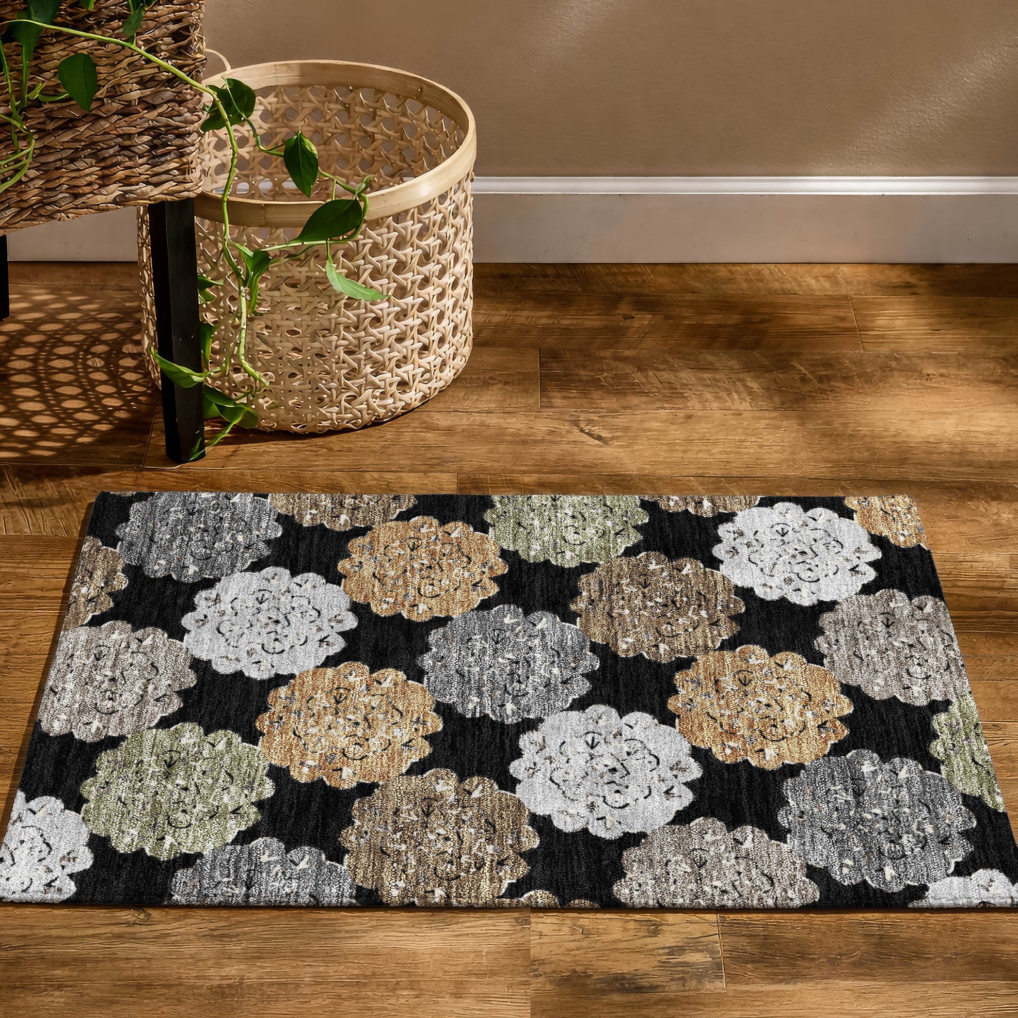 Bern Machine Washable Transitional Black Rug 1'8" x 2'6" #shape_Rectangle