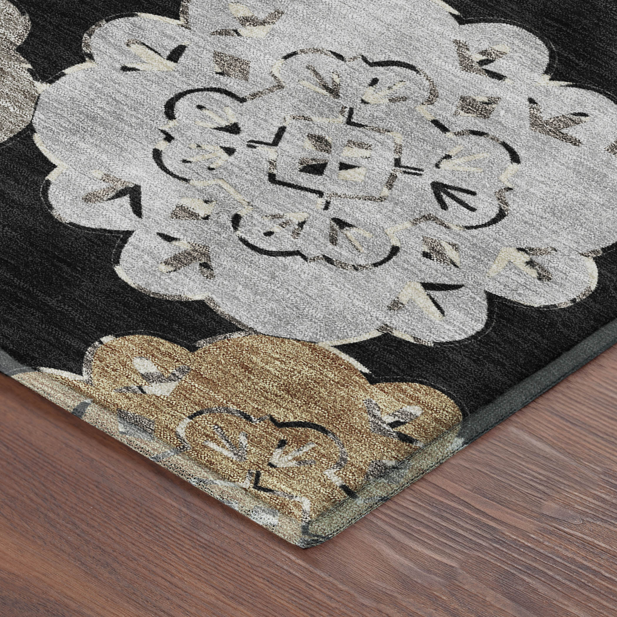 Bern Machine Washable Transitional Black Rug 1'8" x 2'6" #shape_Rectangle