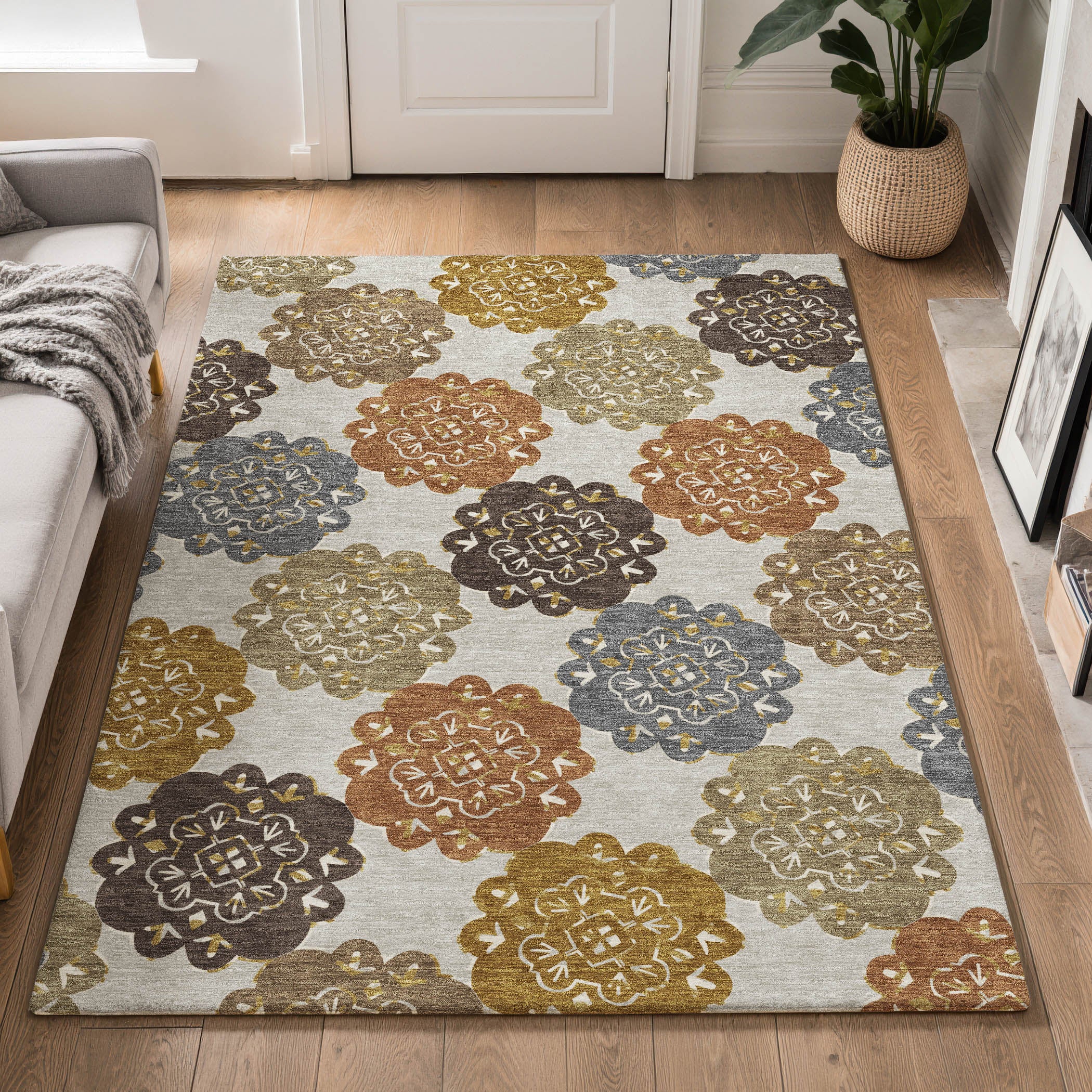 Bern Machine Washable Transitional Earth Multi Rug 3' x 5' #shape_Rectangle