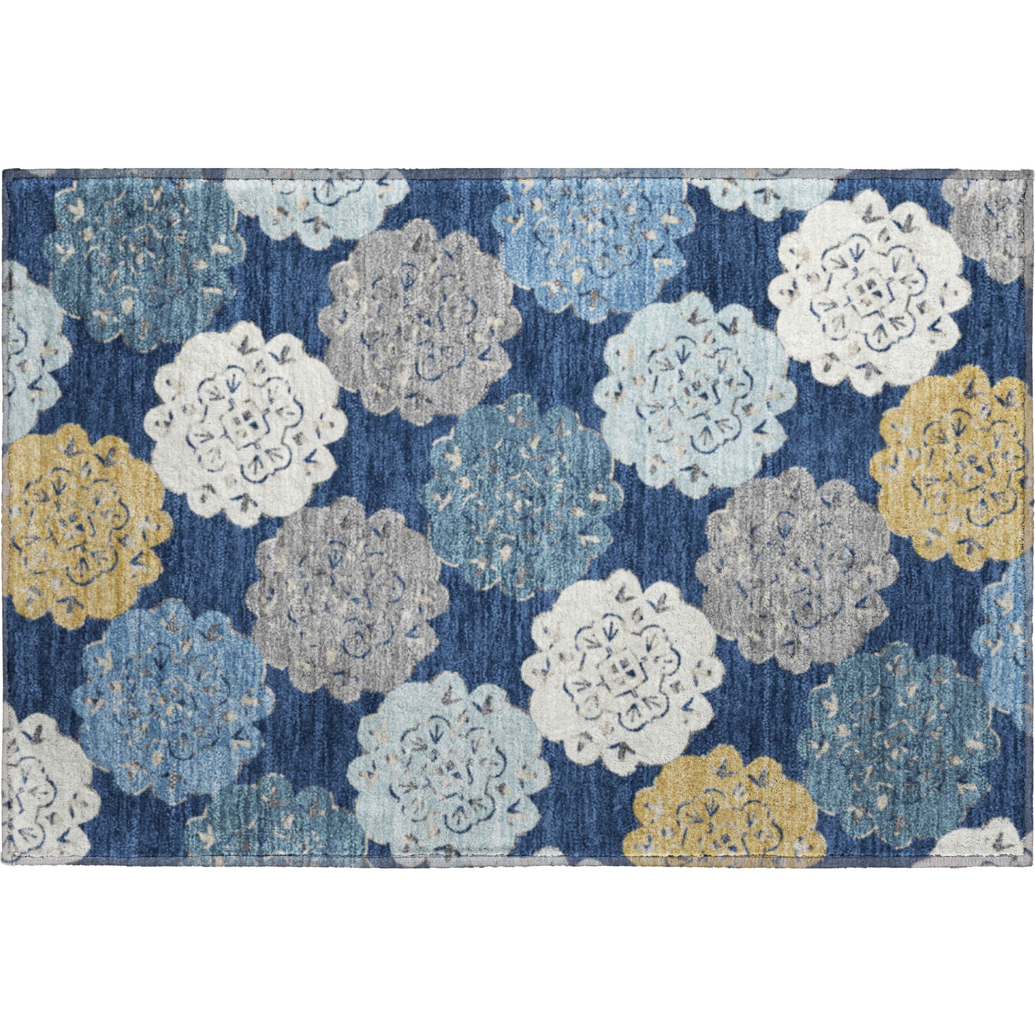Bern Machine Washable Transitional Navy Blue Rug 1'8" x 2'6" #shape_Rectangle