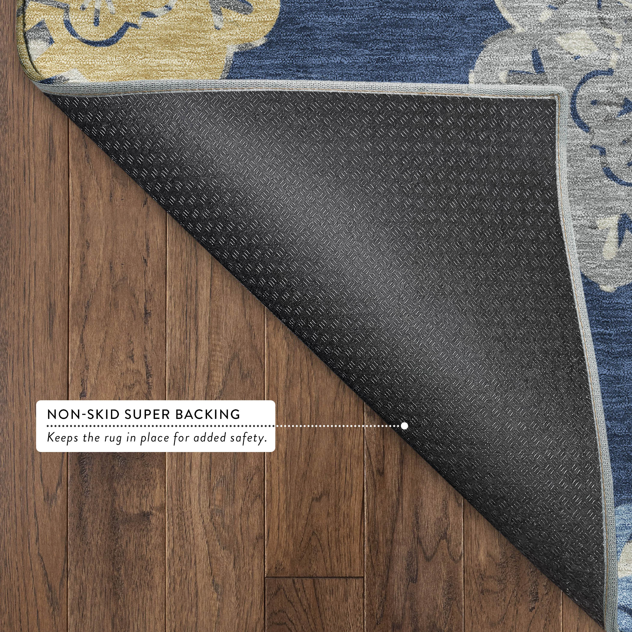 Bern Machine Washable Transitional Navy Blue Rug 1'8" x 2'6" #shape_Rectangle