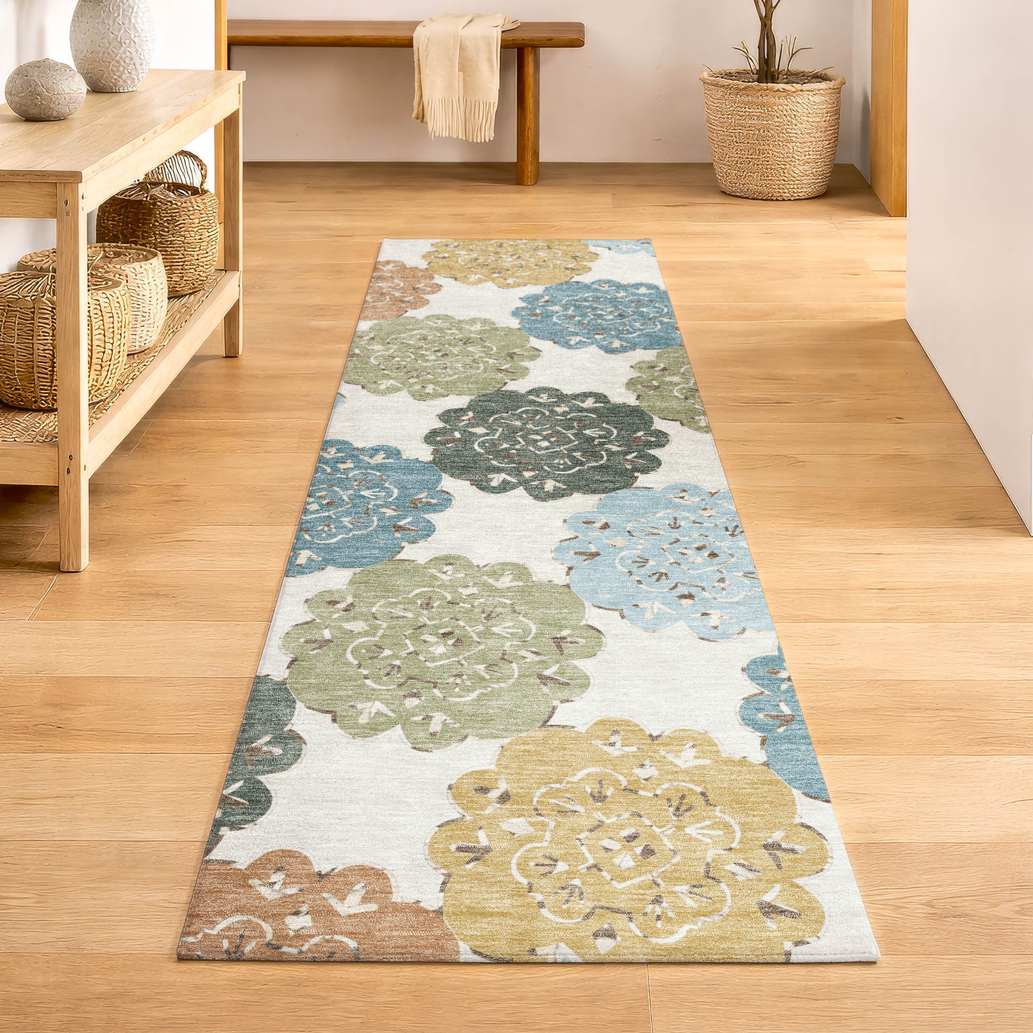 Bern Machine Washable Transitional Seaside Multi Rug 2'3" x 7'6" #shape_Runner