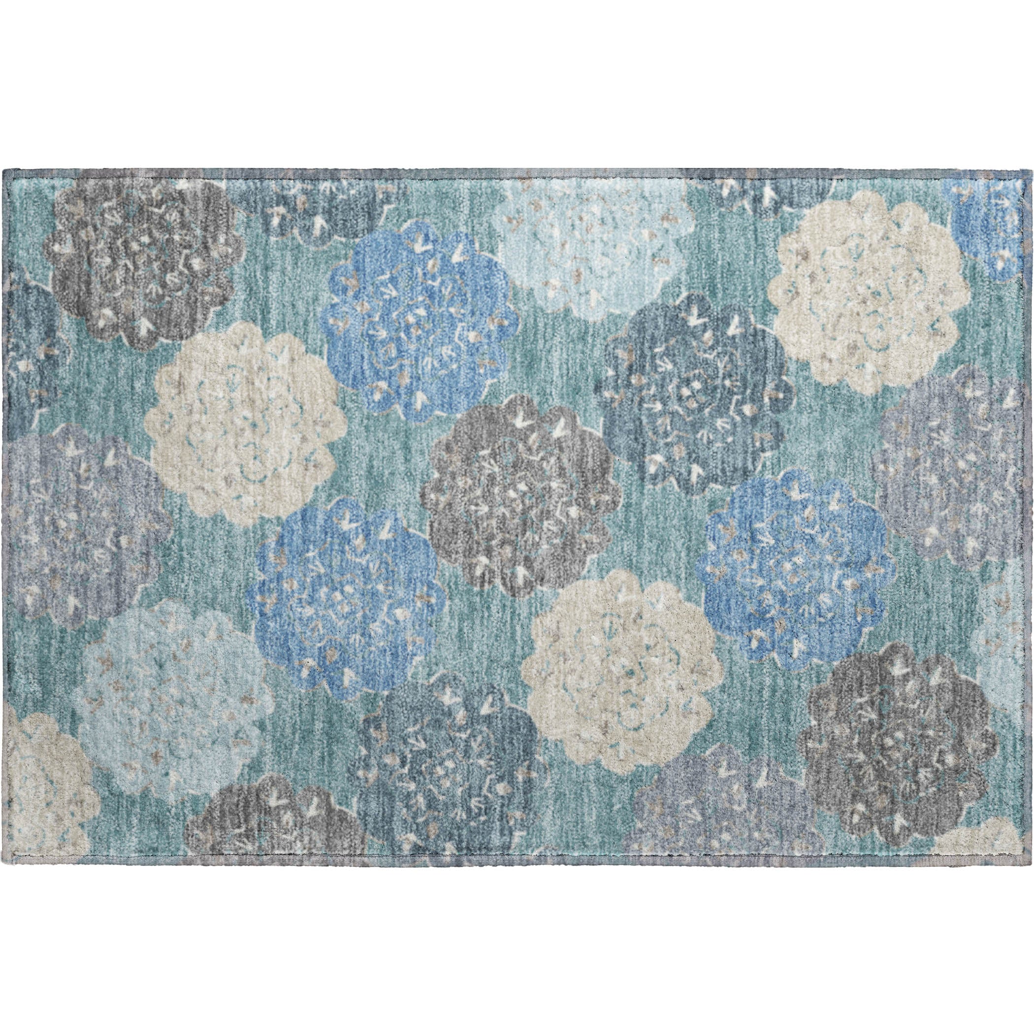 Bern Machine Washable Transitional Teal Rug 1'8" x 2'6" #shape_Rectangle