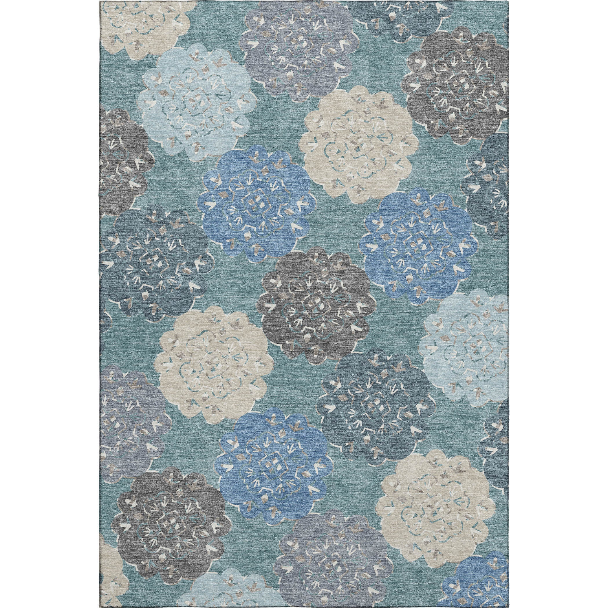 Bern Machine Washable Transitional Teal Rug 3' x 5' #shape_Rectangle