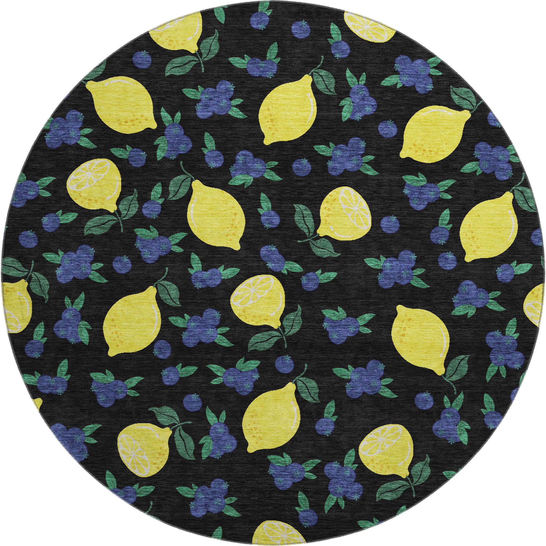 Lucerne Machine Washable Transitional Black Rug 8' x 8' #shape_Round