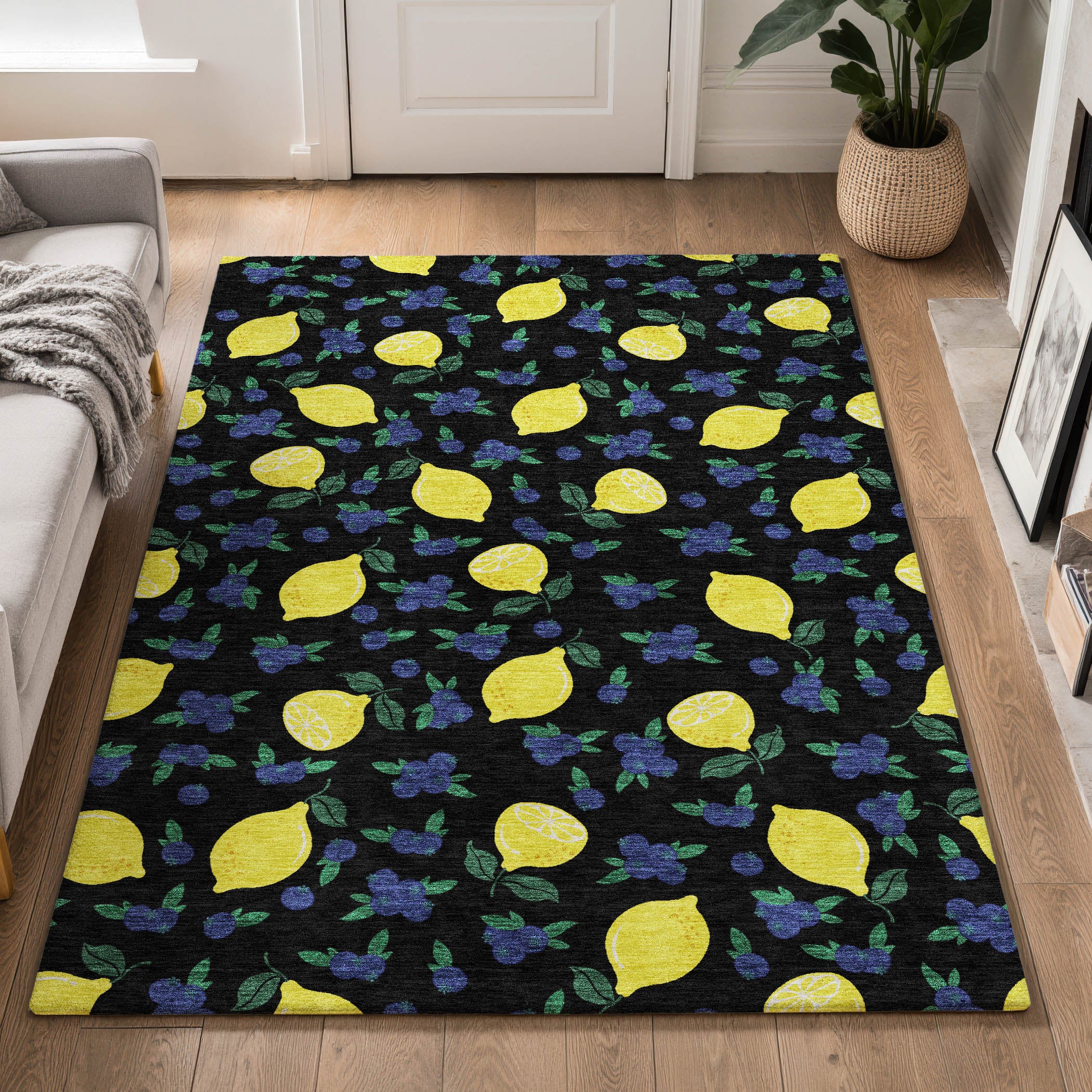 Lucerne Machine Washable Transitional Black Rug 3' x 5' #shape_Rectangle