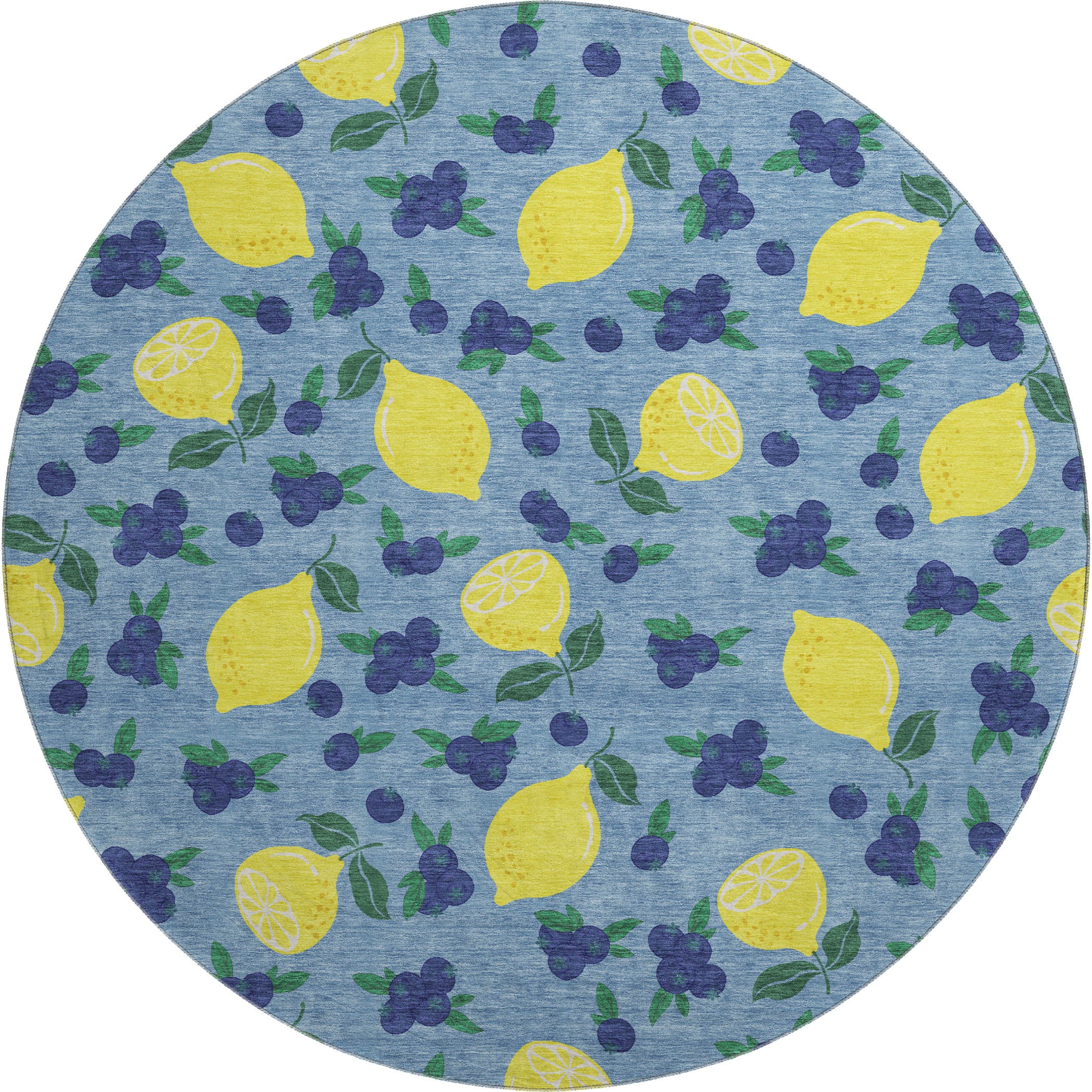 Lucerne Machine Washable Transitional Denim Blue Rug 8' x 8' #shape_Round