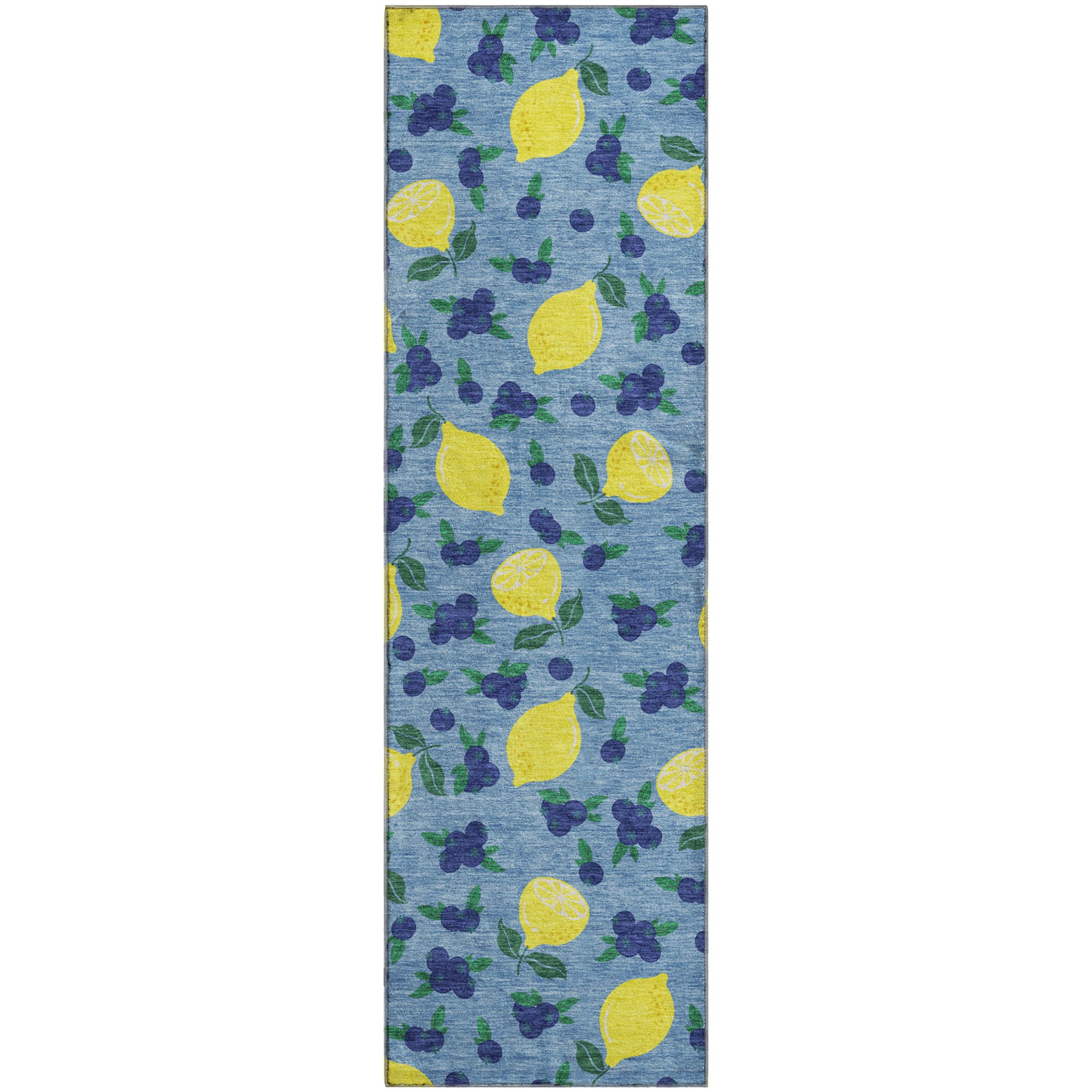 Lucerne Machine Washable Transitional Denim Blue Rug 2'3" x 7'6" #shape_Runner
