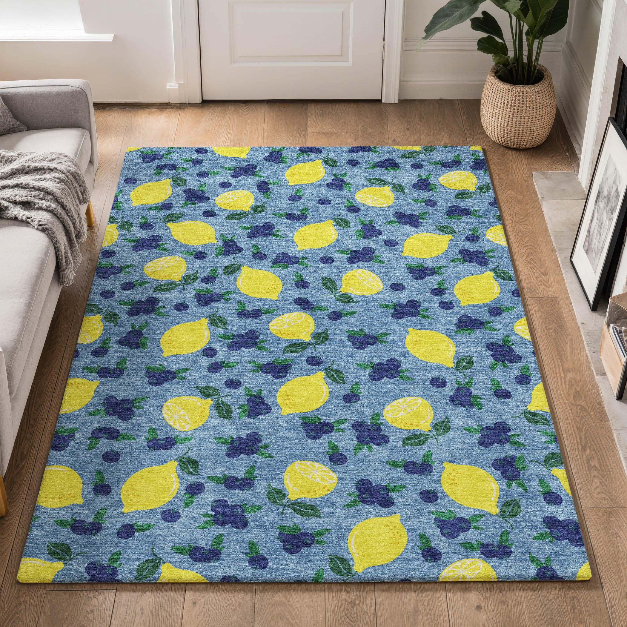 Lucerne Machine Washable Transitional Denim Blue Rug 3' x 5' #shape_Rectangle