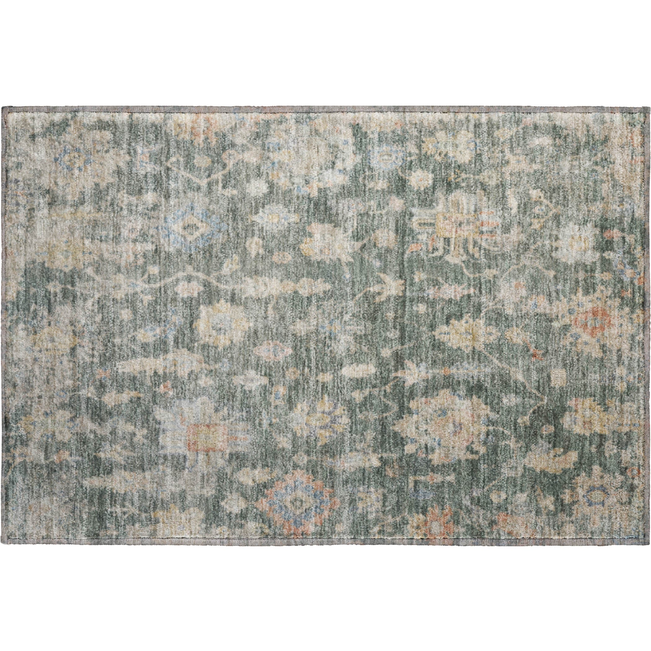 Seville Machine Washable Transitional Basil Green Rug 1'8" x 2'6" #shape_Rectangle