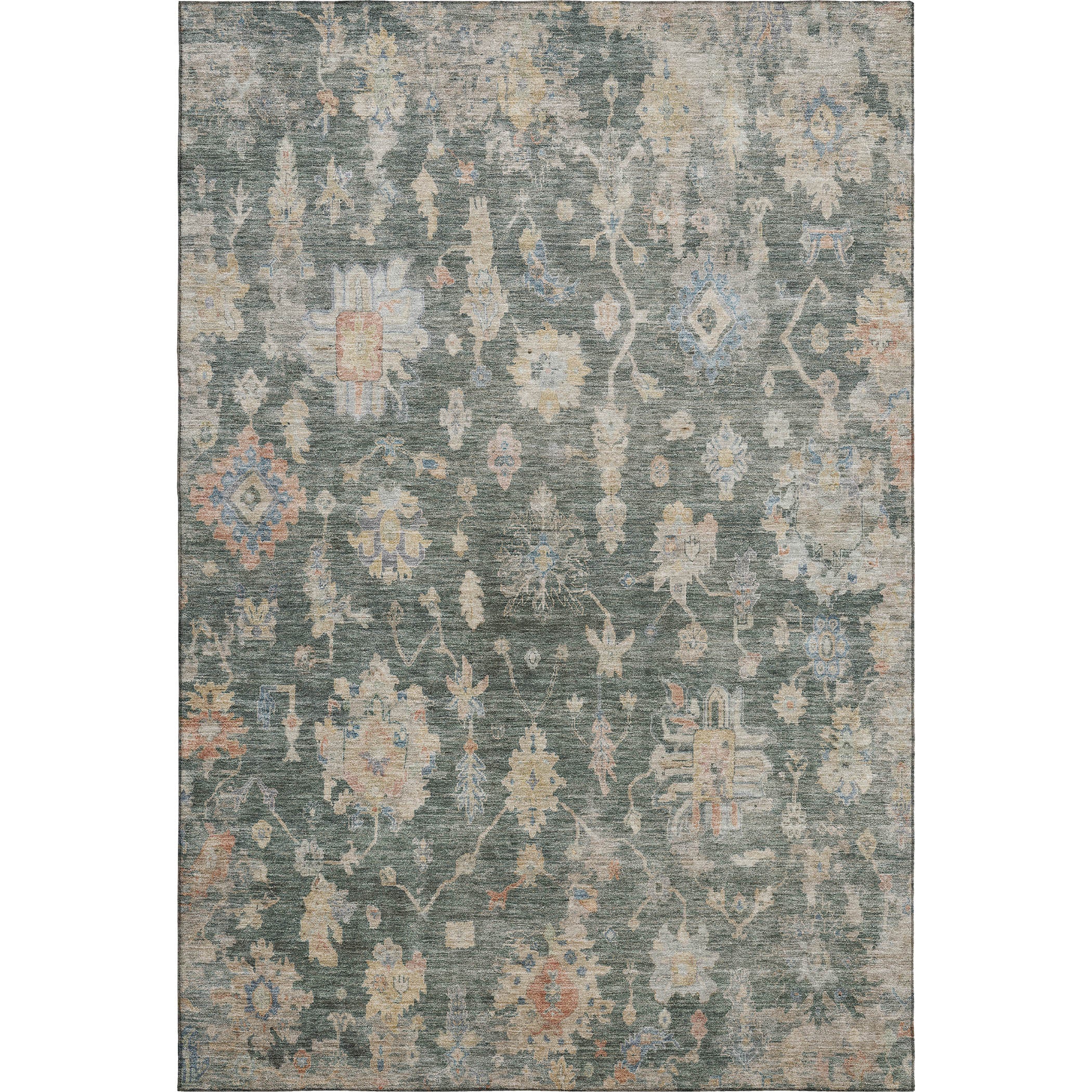 Seville Machine Washable Transitional Basil Green Rug 3' x 5' #shape_Rectangle