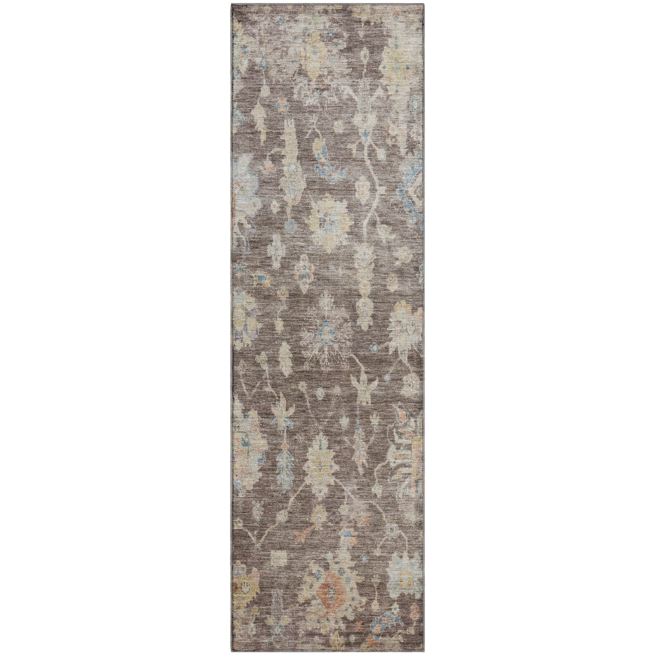 Seville Machine Washable Transitional Chocolate Brown Rug 2'3" x 7'6" #shape_Runner