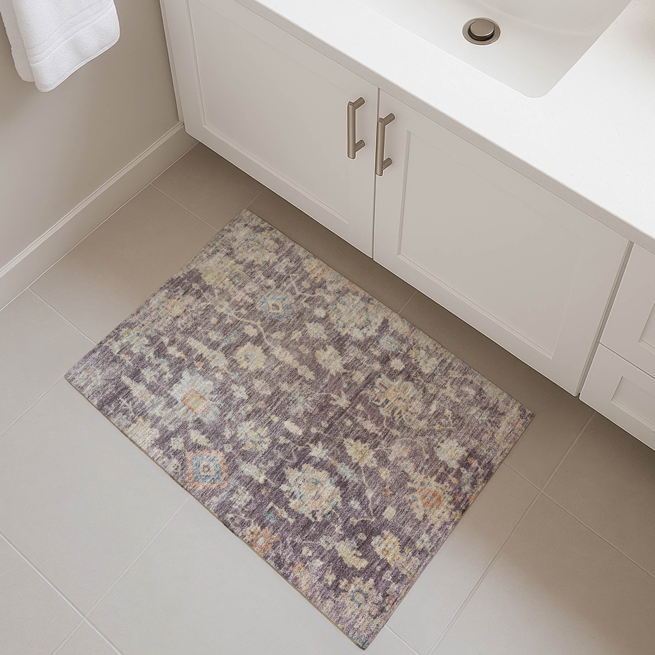 Seville Machine Washable Transitional Eggplant Purple Rug 1'8" x 2'6" #shape_Rectangle