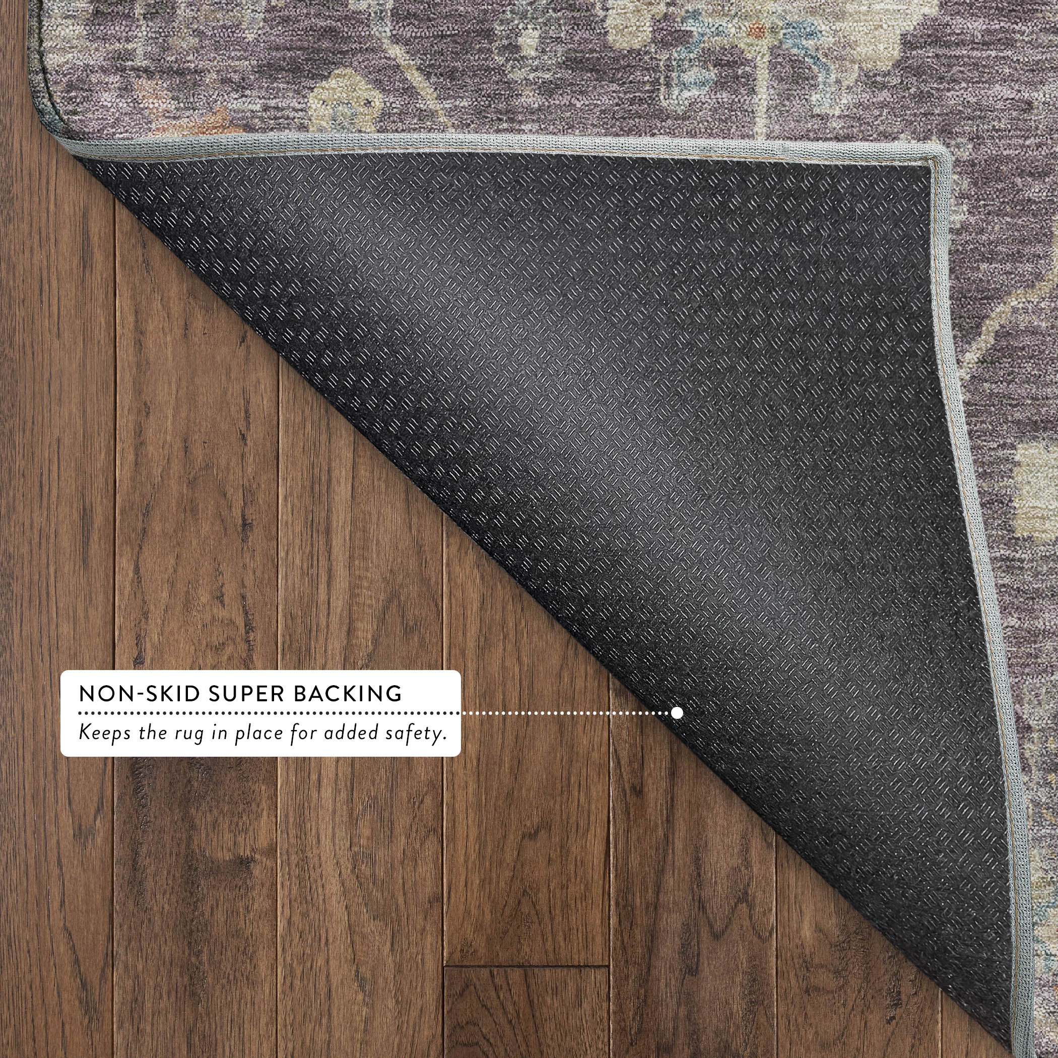 Seville Machine Washable Transitional Eggplant Purple Rug 1'8" x 2'6" #shape_Rectangle