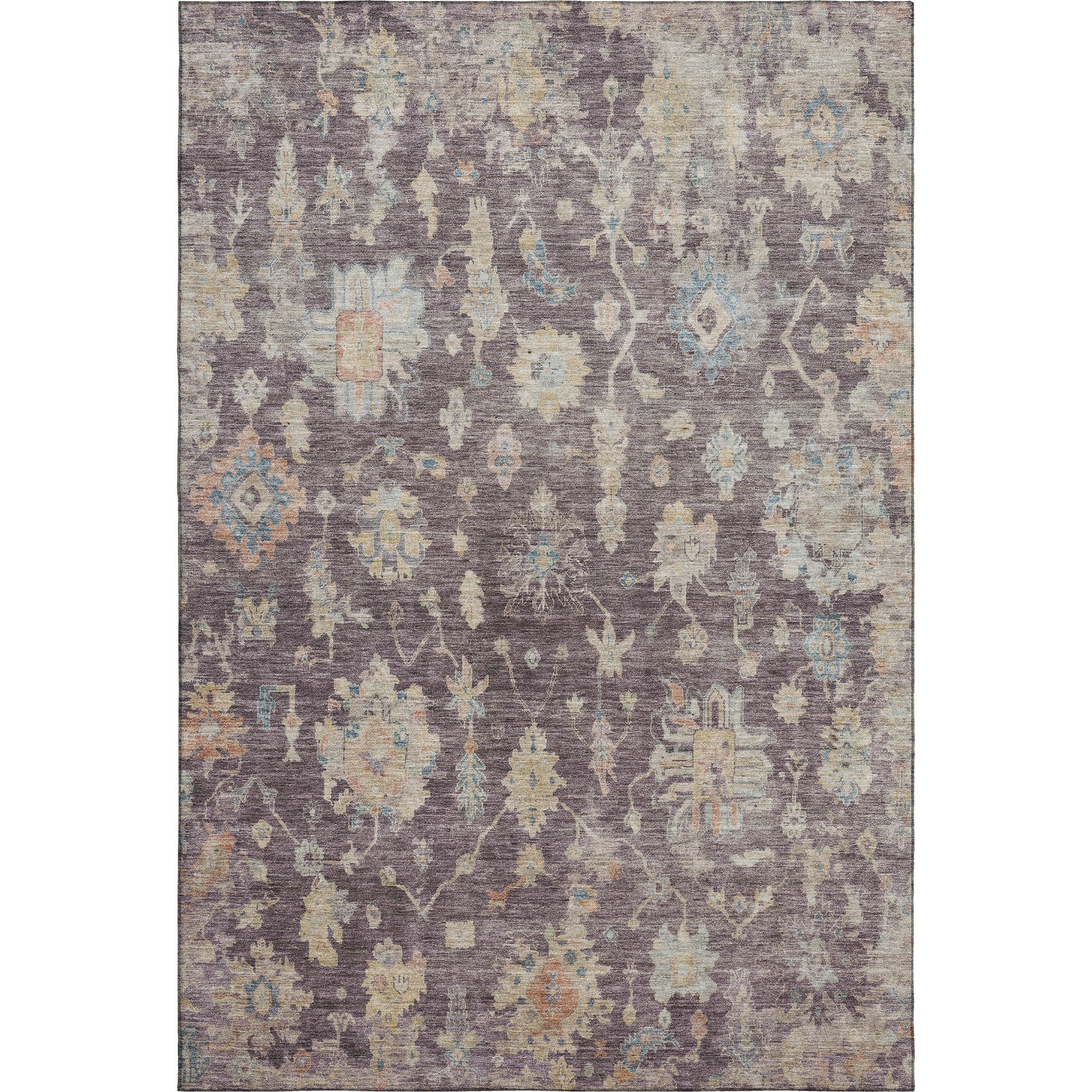 Seville Machine Washable Transitional Eggplant Purple Rug 3' x 5' #shape_Rectangle