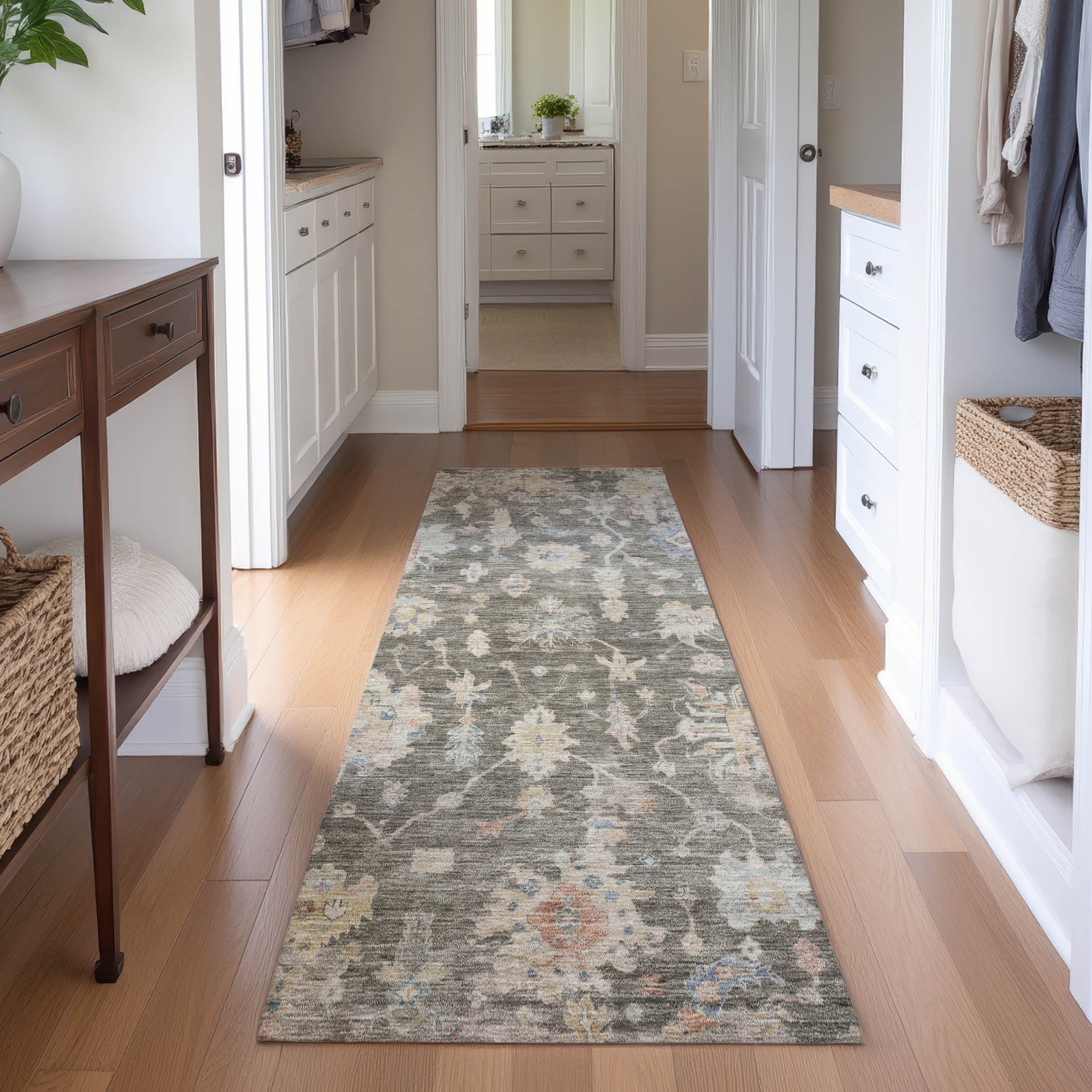 Seville Machine Washable Transitional Gray Rug 2'3" x 7'6" #shape_Runner