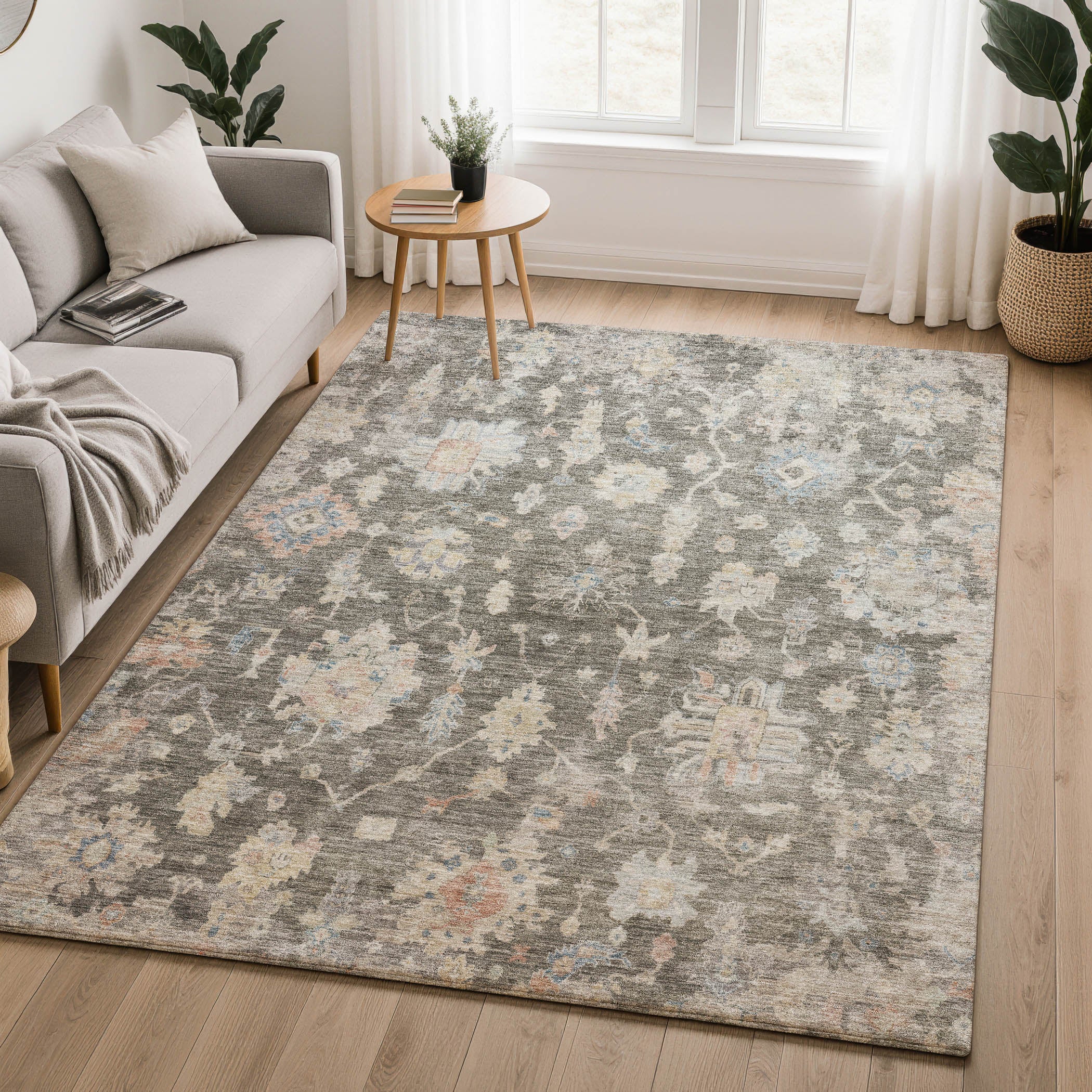 Seville Machine Washable Transitional Gray Rug 3' x 5' #shape_Rectangle