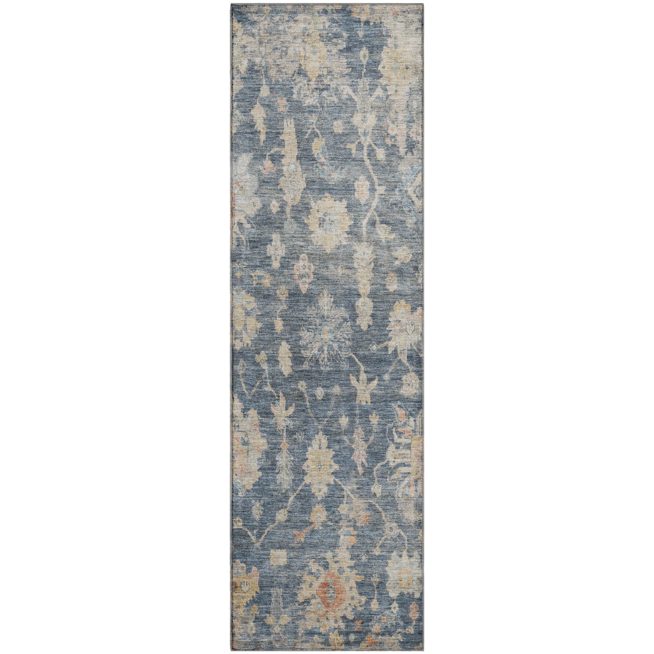 Seville Machine Washable Transitional Navy Blue Rug 2'3" x 7'6" #shape_Runner