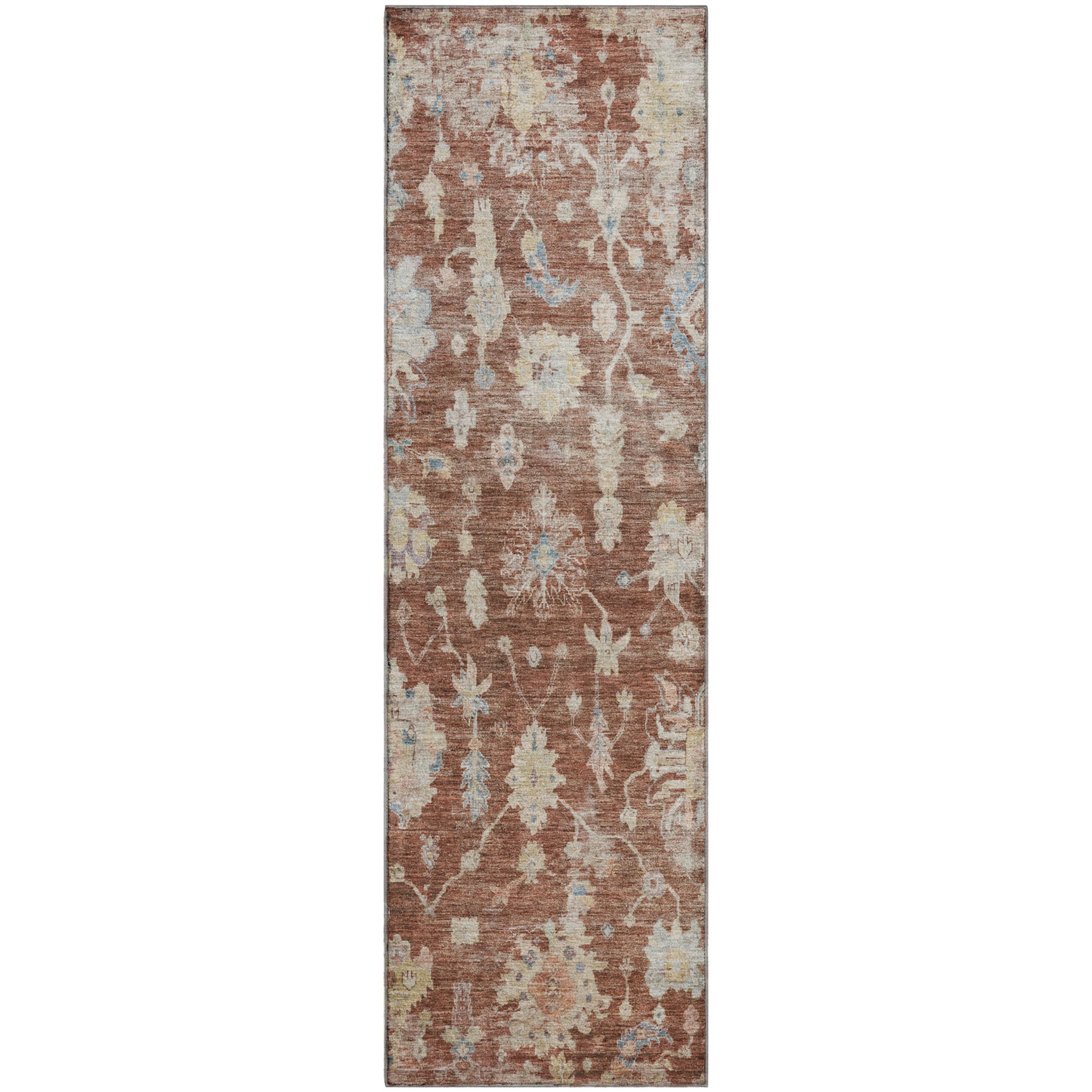 Seville Machine Washable Transitional Paprika Orange Rug 2'3" x 7'6" #shape_Runner