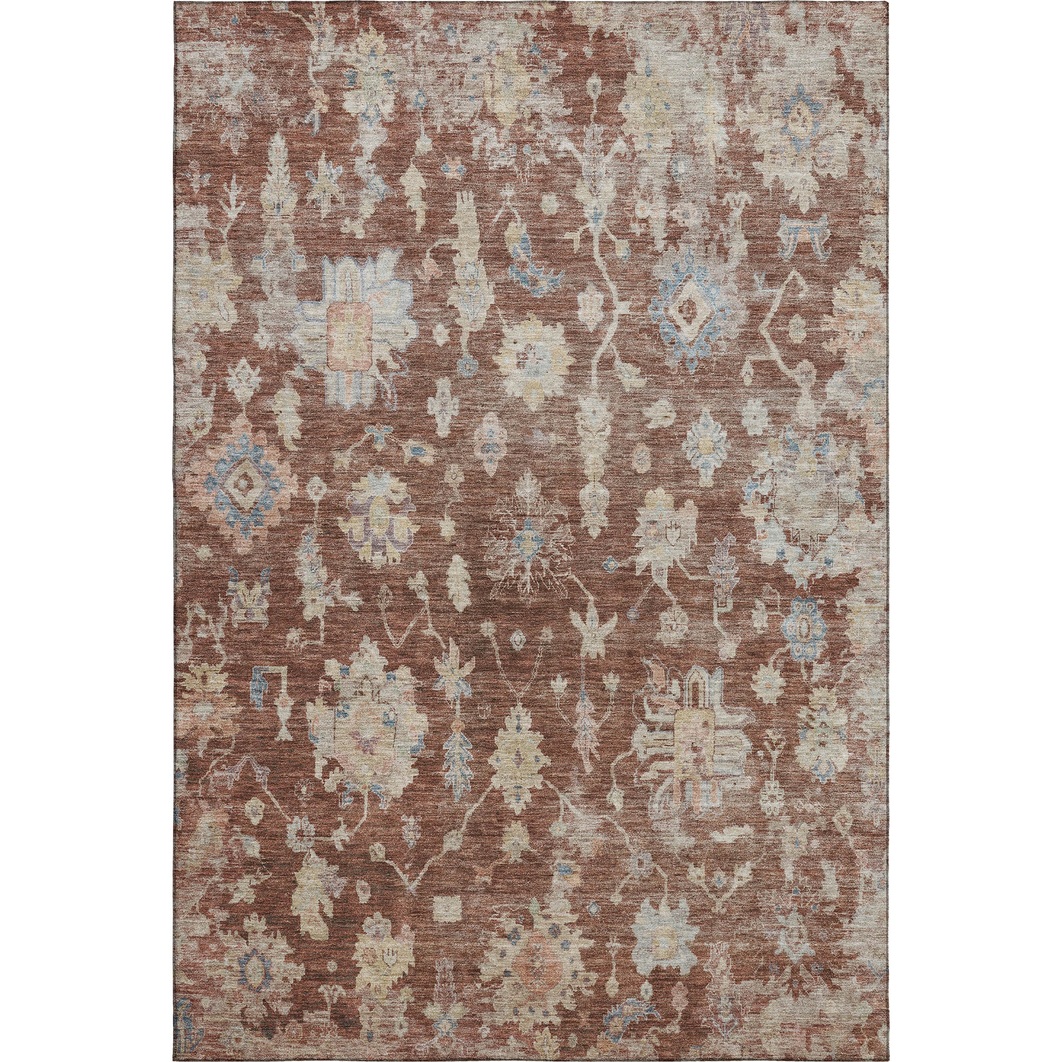 Seville Machine Washable Transitional Paprika Orange Rug 3' x 5' #shape_Rectangle