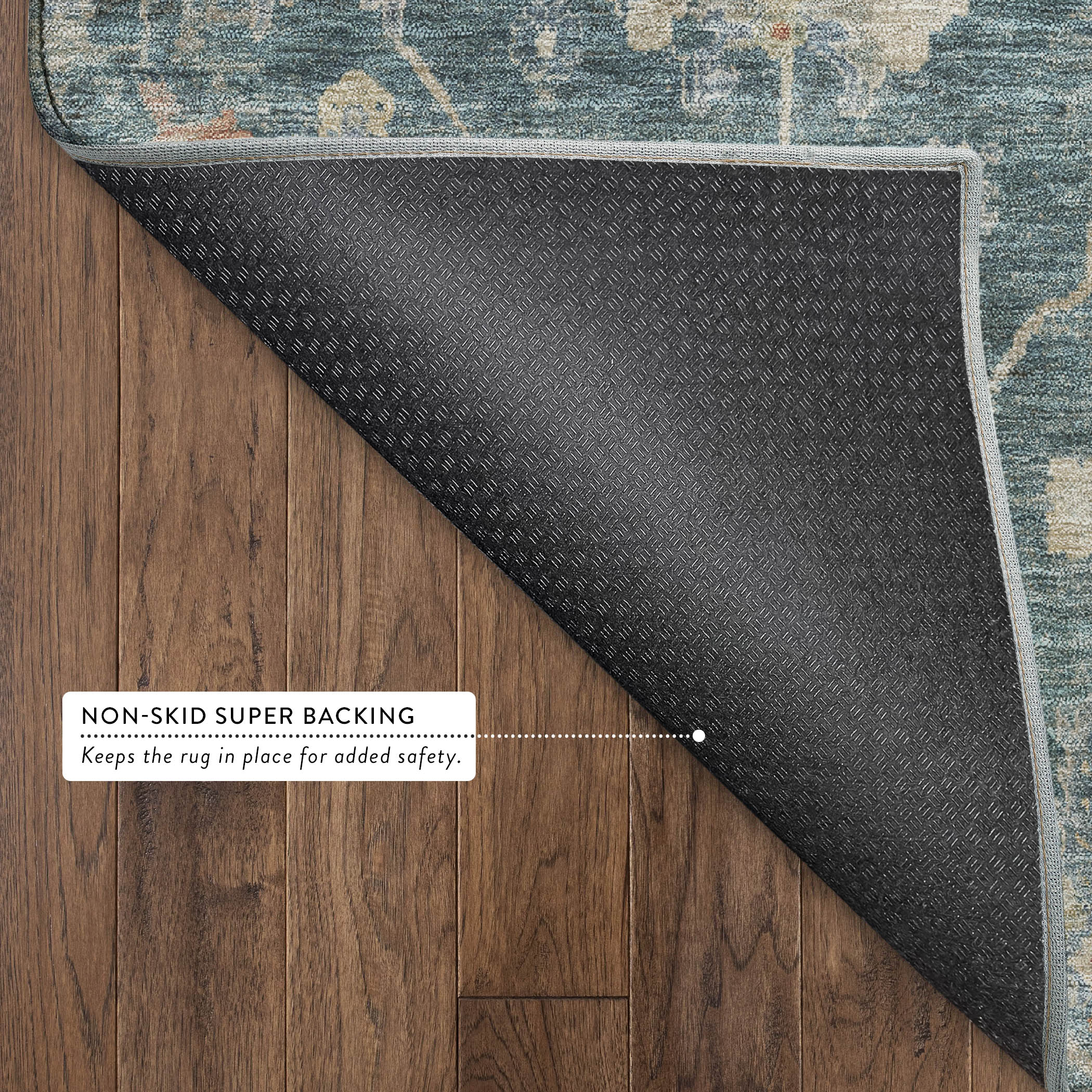 Seville Machine Washable Transitional Teal Rug 1'8" x 2'6" #shape_Rectangle
